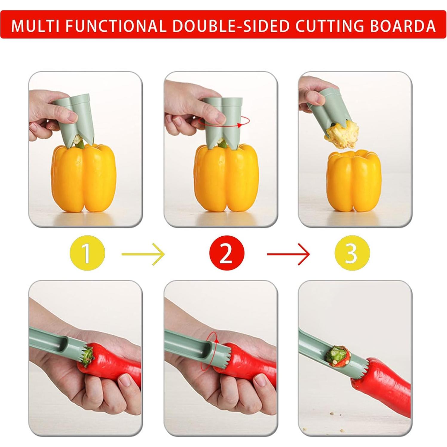 Descorazonador de Pimientos 2 en 1 WROLEM Rojo Amarillo