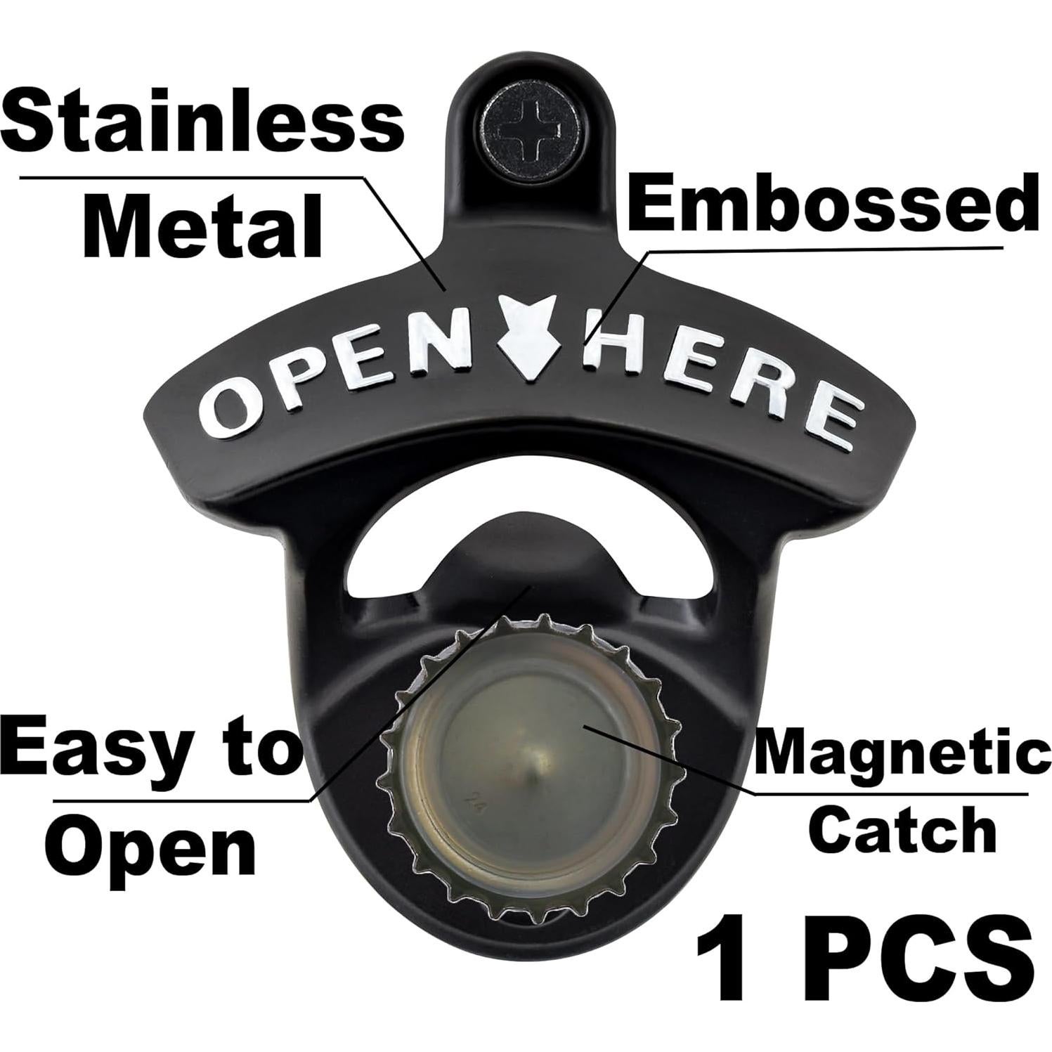 Abrebotellas Magnético Jumiok Montado en Pared Negro Blanco