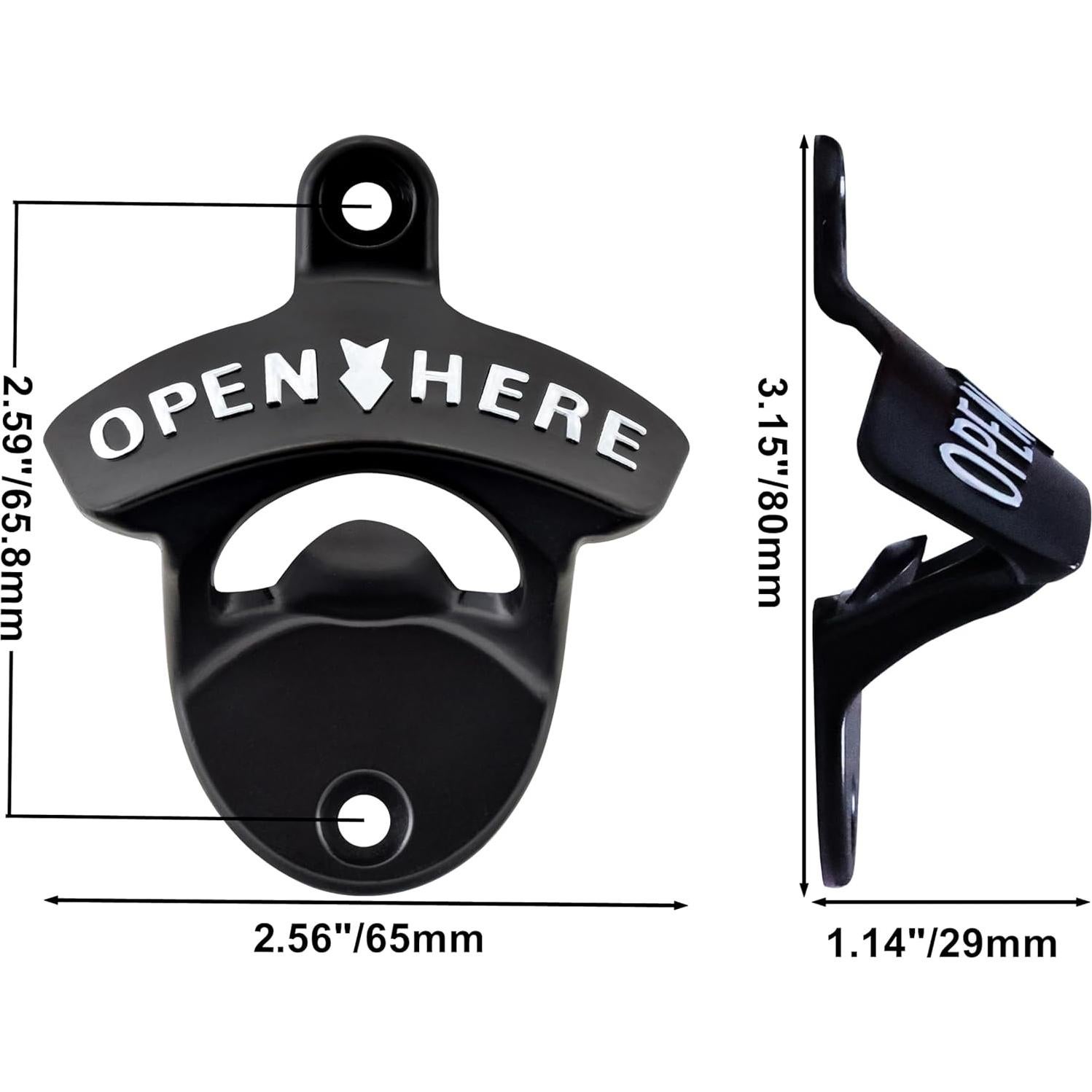 Abrebotellas Magnético Jumiok Montado en Pared Negro Blanco