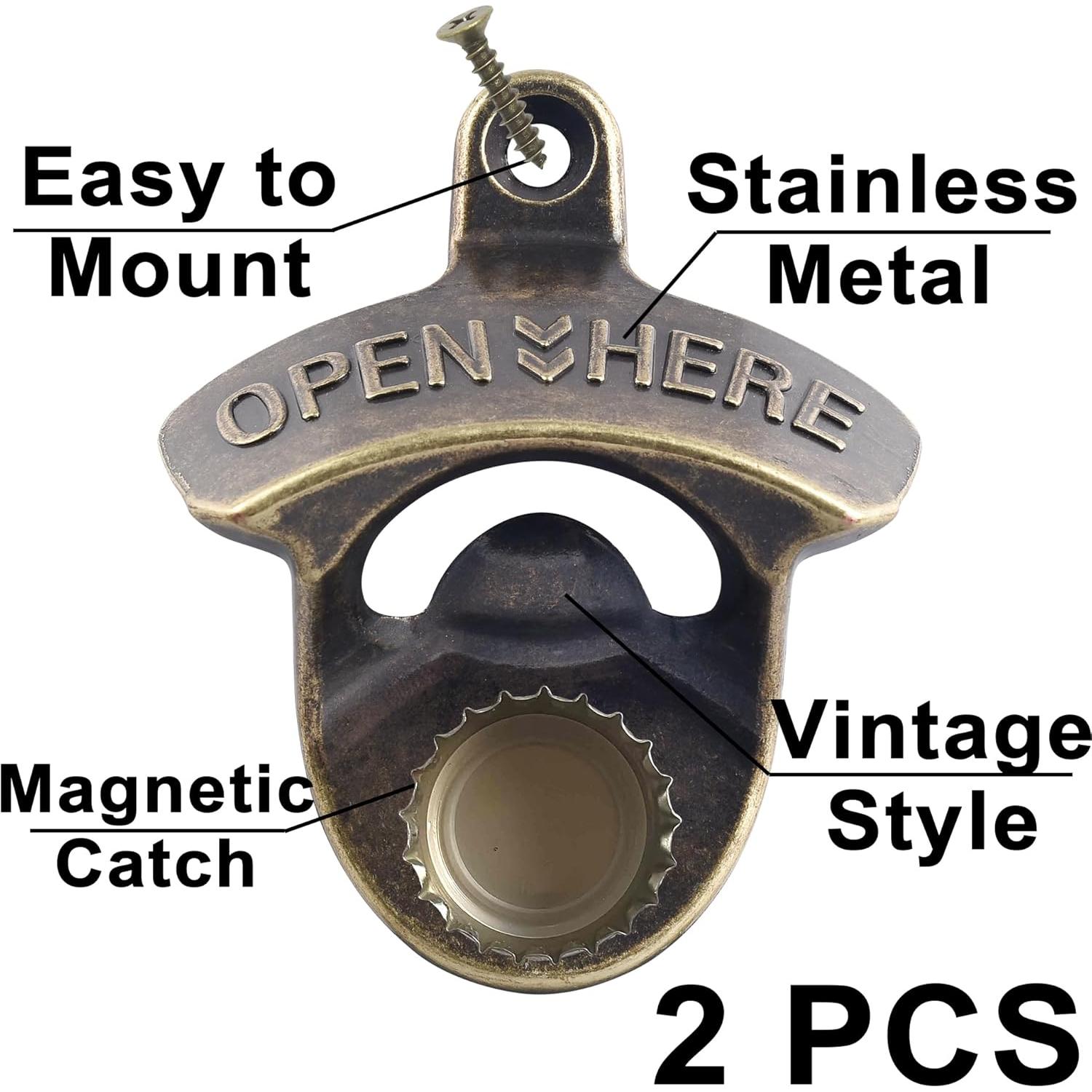 Abrebotellas de Pared HAIICEN Magnético de Acero Inoxidable 2 PCS