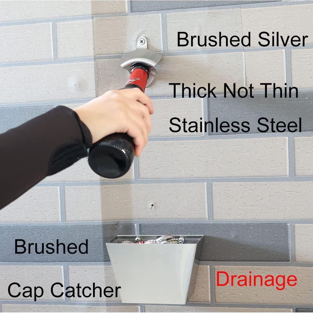 Abrebotellas de acero inoxidable Luwanburg montado en pared