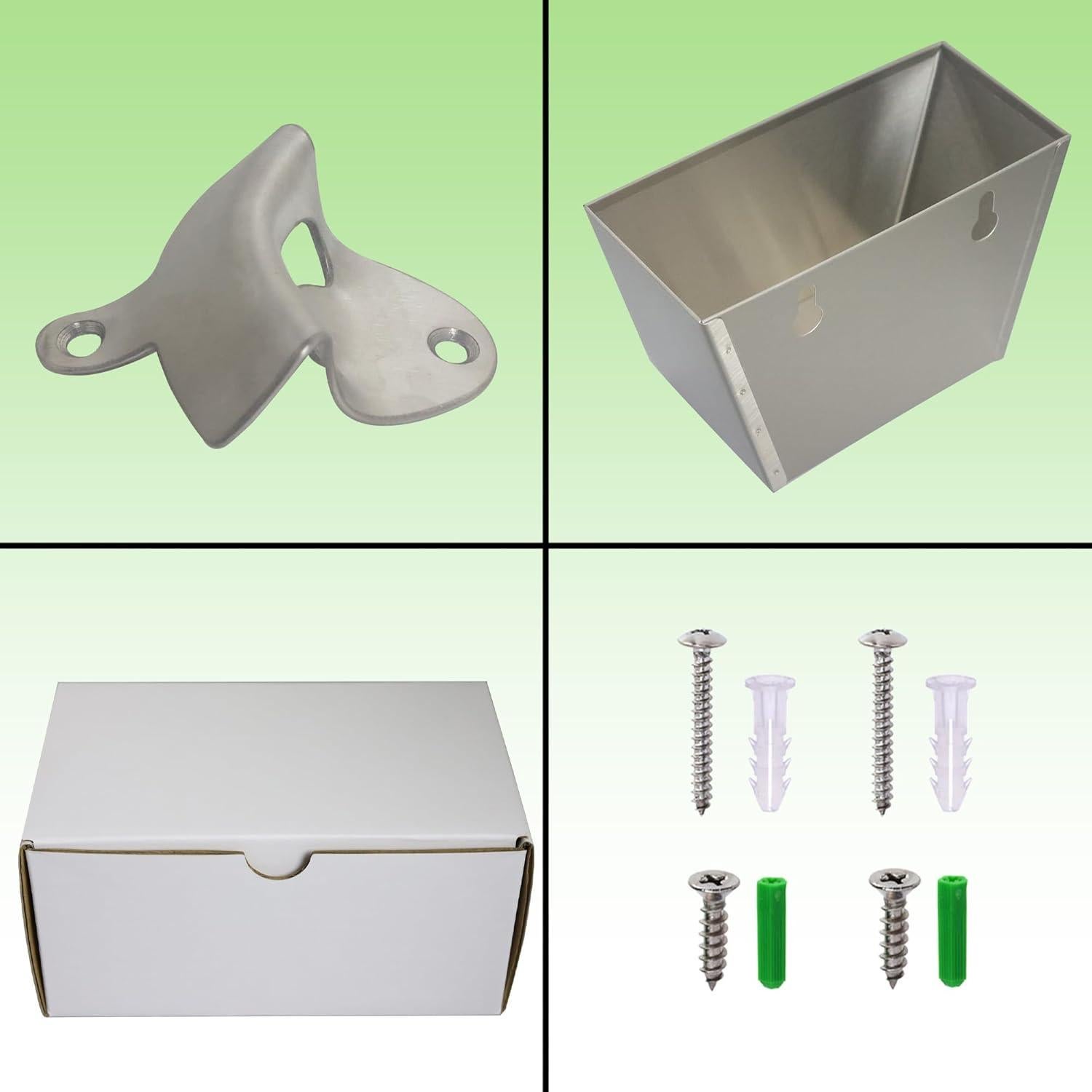 Abrebotellas de acero inoxidable Luwanburg montado en pared