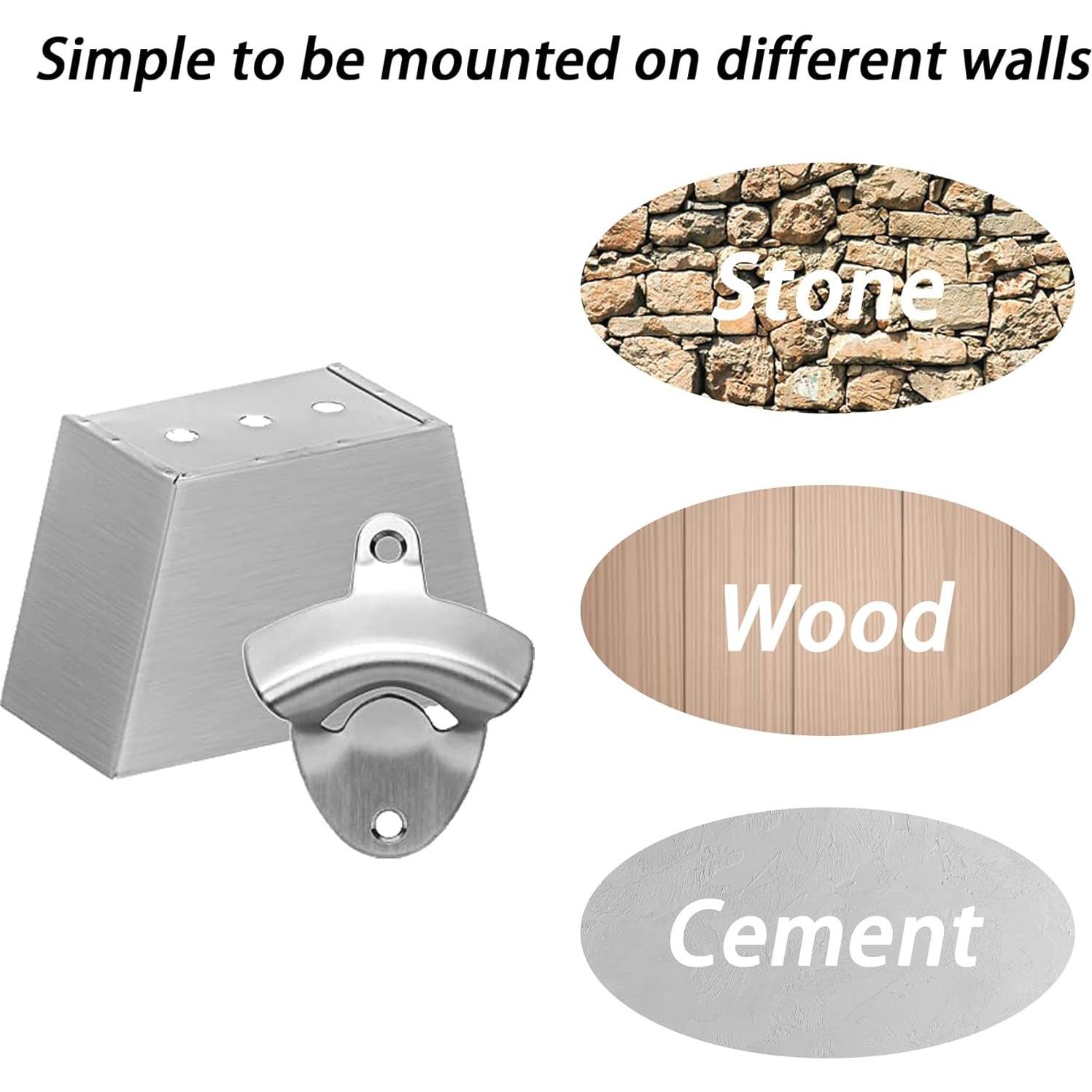 Abrebotellas de acero inoxidable Luwanburg montado en pared