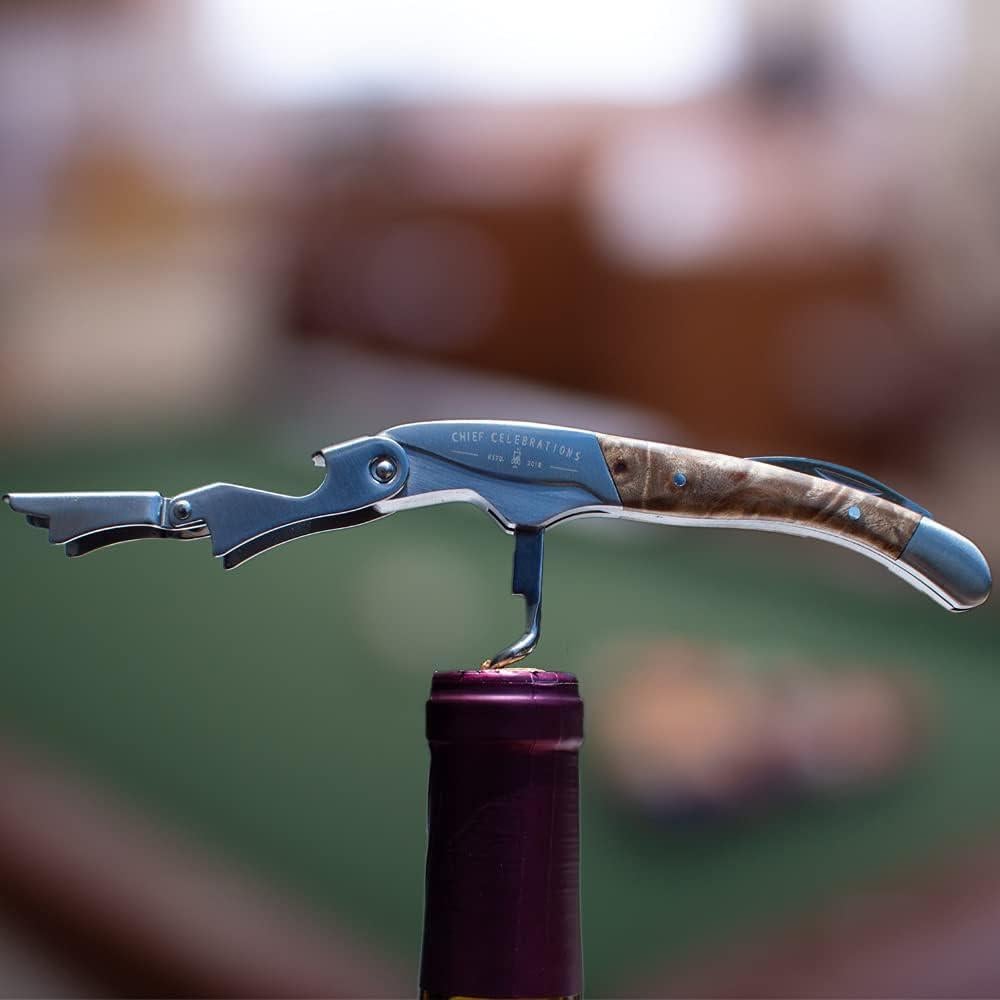 Sacacorchos de Doble Bisagra Chief Celebrations - Acero Inoxidable