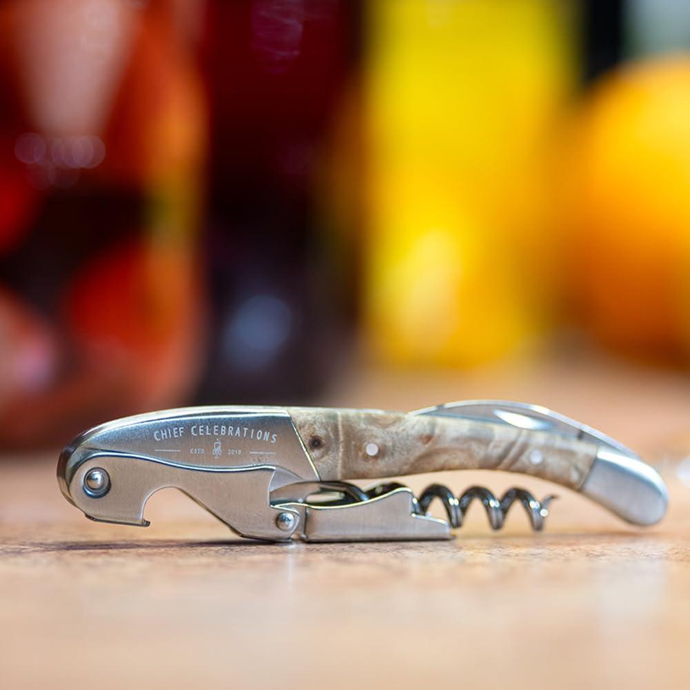 Sacacorchos de Doble Bisagra Chief Celebrations - Acero Inoxidable
