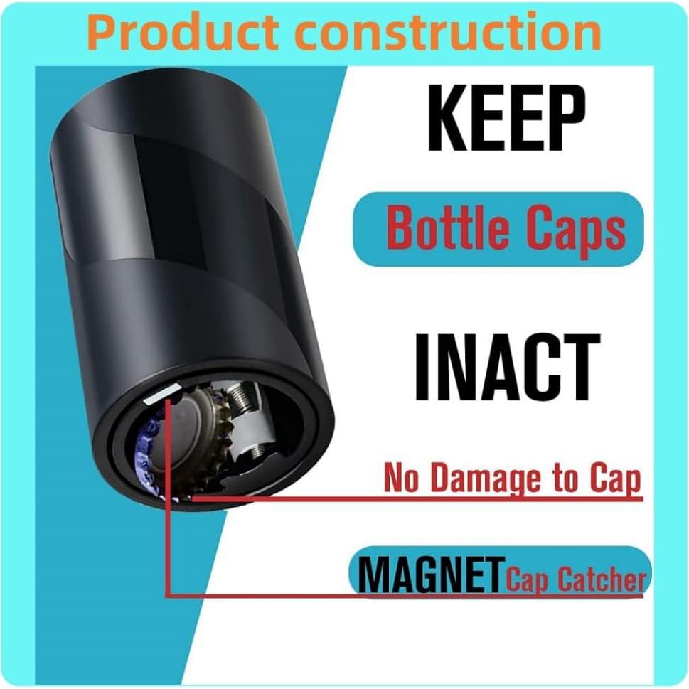 Abrebotellas Magnético Automático LUCKYLIGHT - 4 Piezas, Negro