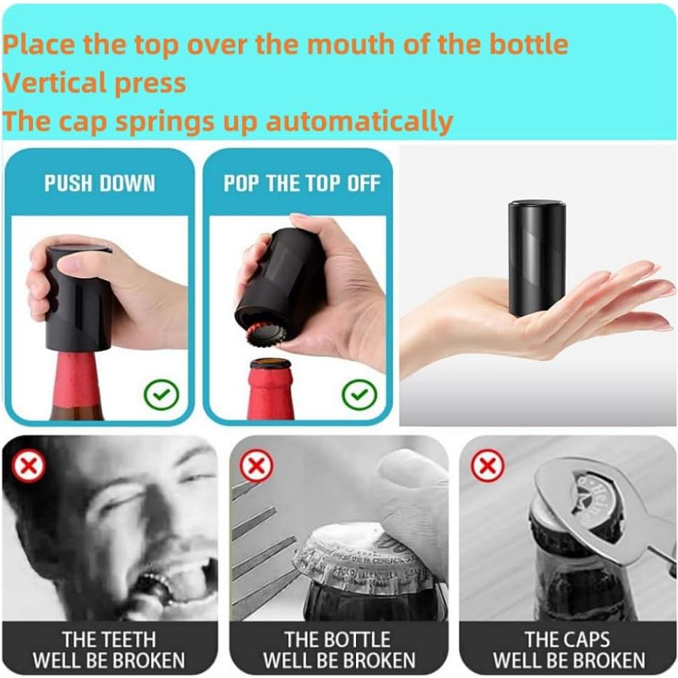 Abrebotellas Magnético Automático LUCKYLIGHT - 4 Piezas, Negro