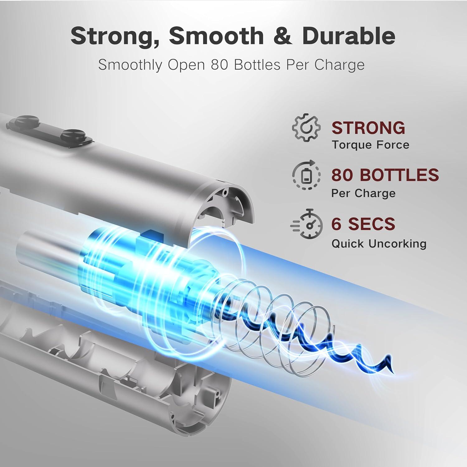 Juego de abridor de vino eléctrico 6 en 1 BABONIR acero inoxidable