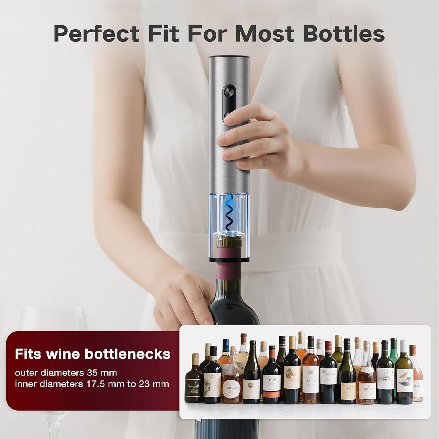 Juego de abridor de vino eléctrico 6 en 1 BABONIR acero inoxidable