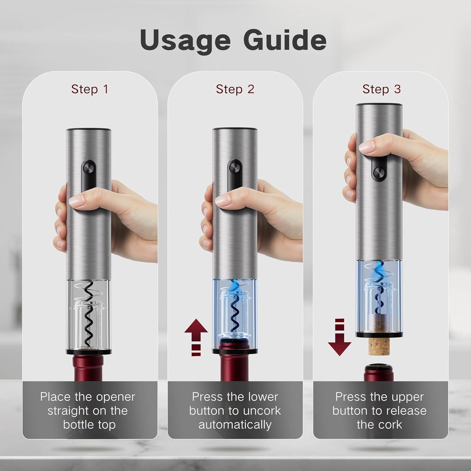 Juego de abridor de vino eléctrico 6 en 1 BABONIR acero inoxidable