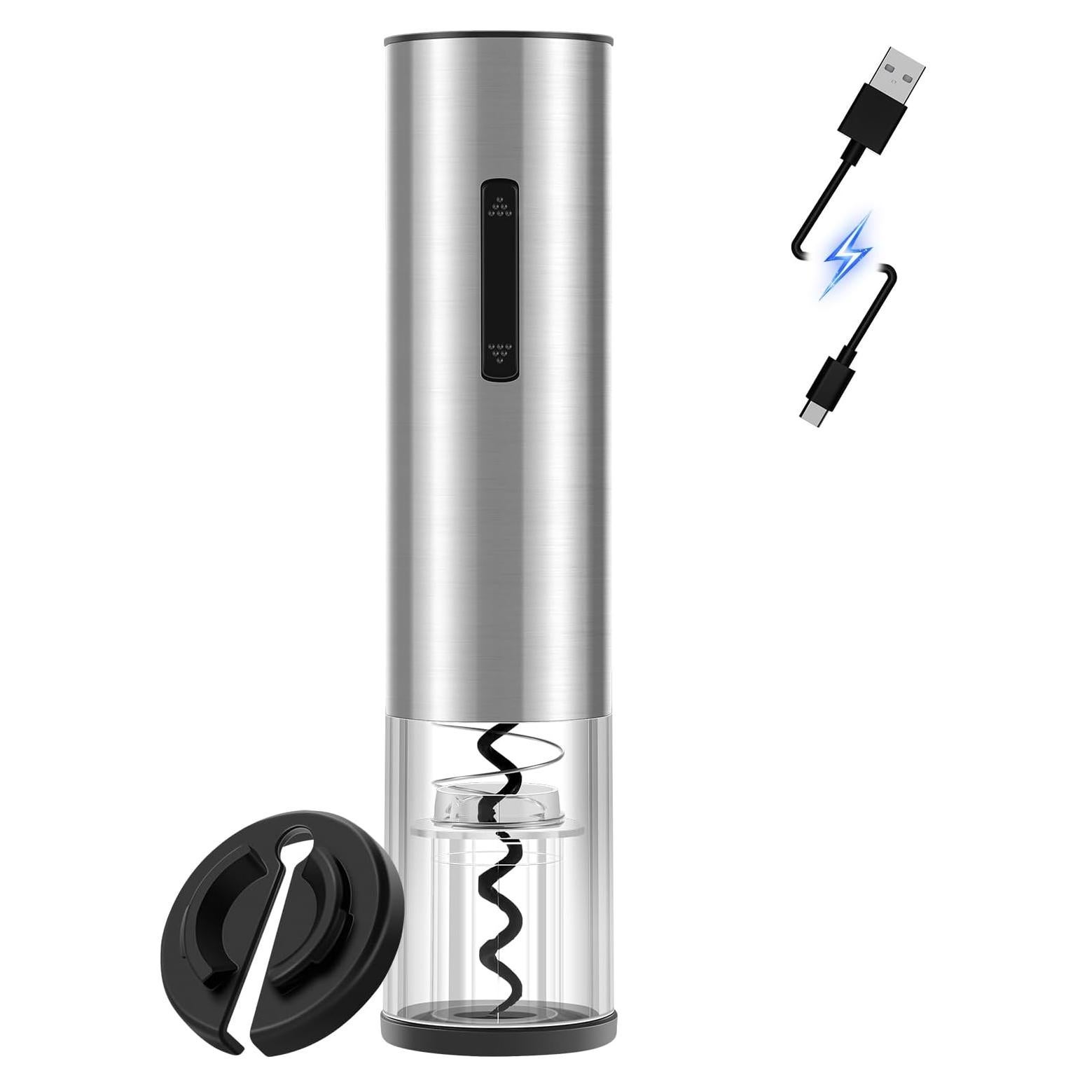 Abridor de Vino Eléctrico QIKPCK Recargable USB-C Acero Inoxidable