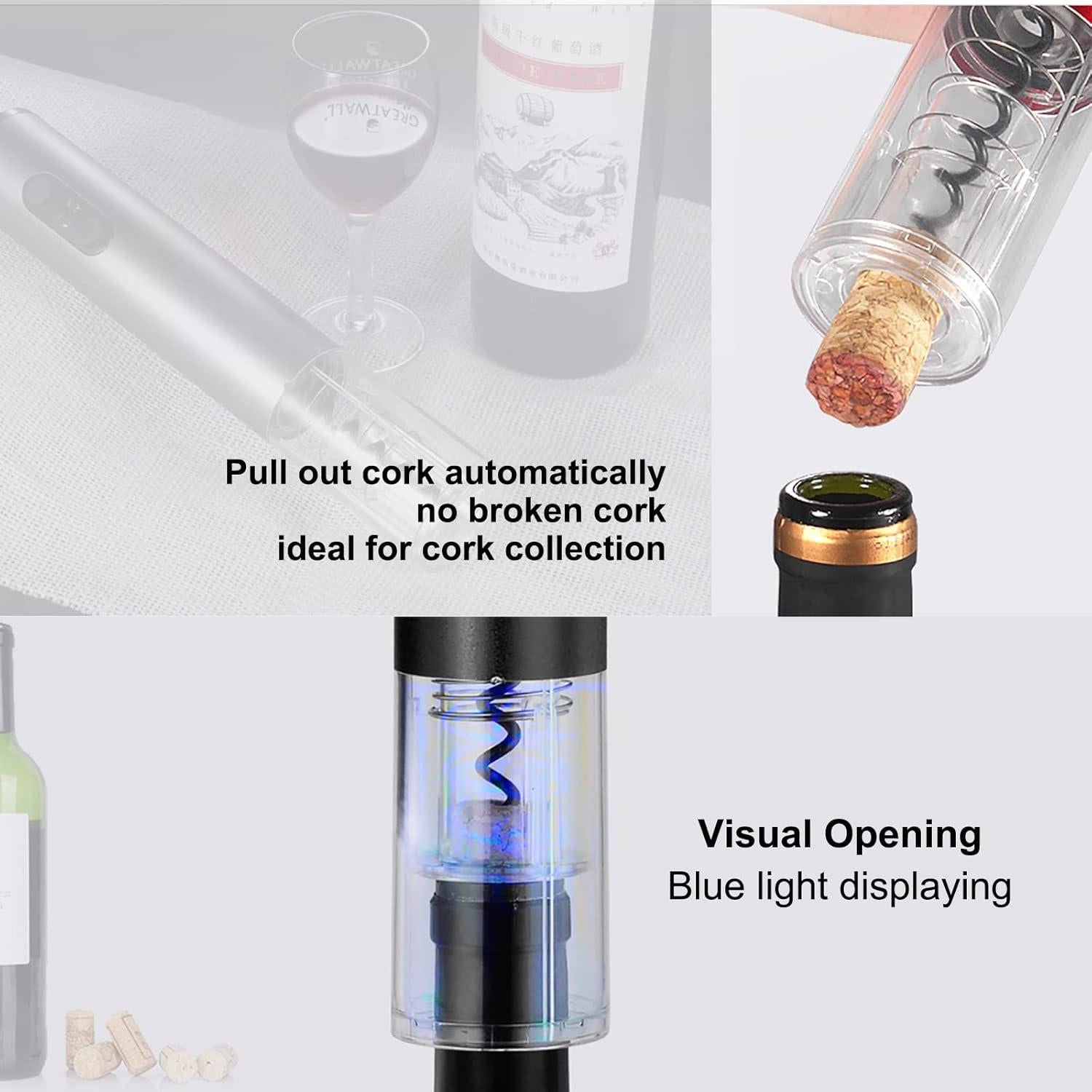 Abridor de Vino Eléctrico Obsoorth 2 en 1 con Cortador de Aluminio