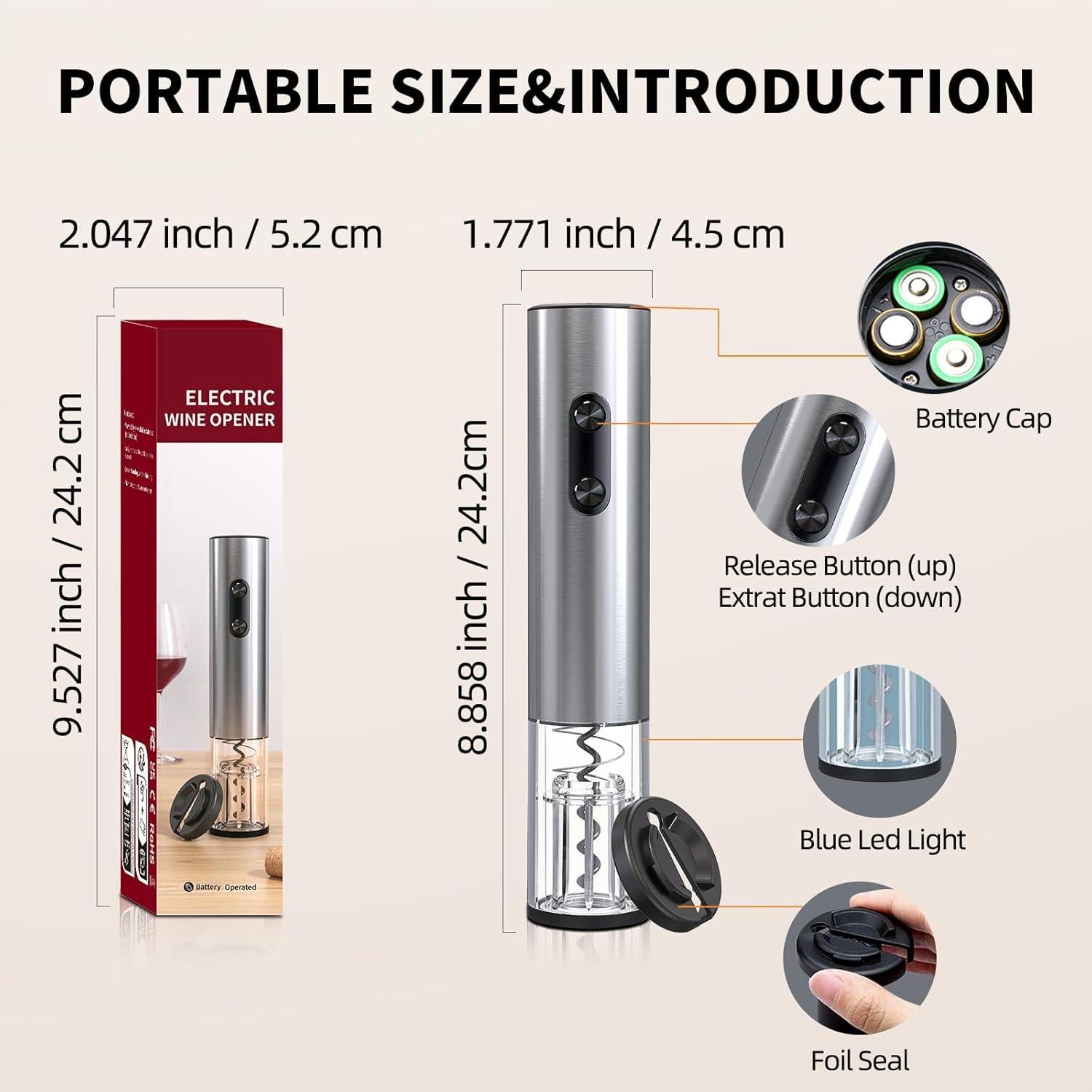 Abridor de Botellas de Vino Eléctrico Liuzouwin 280g Aluminio