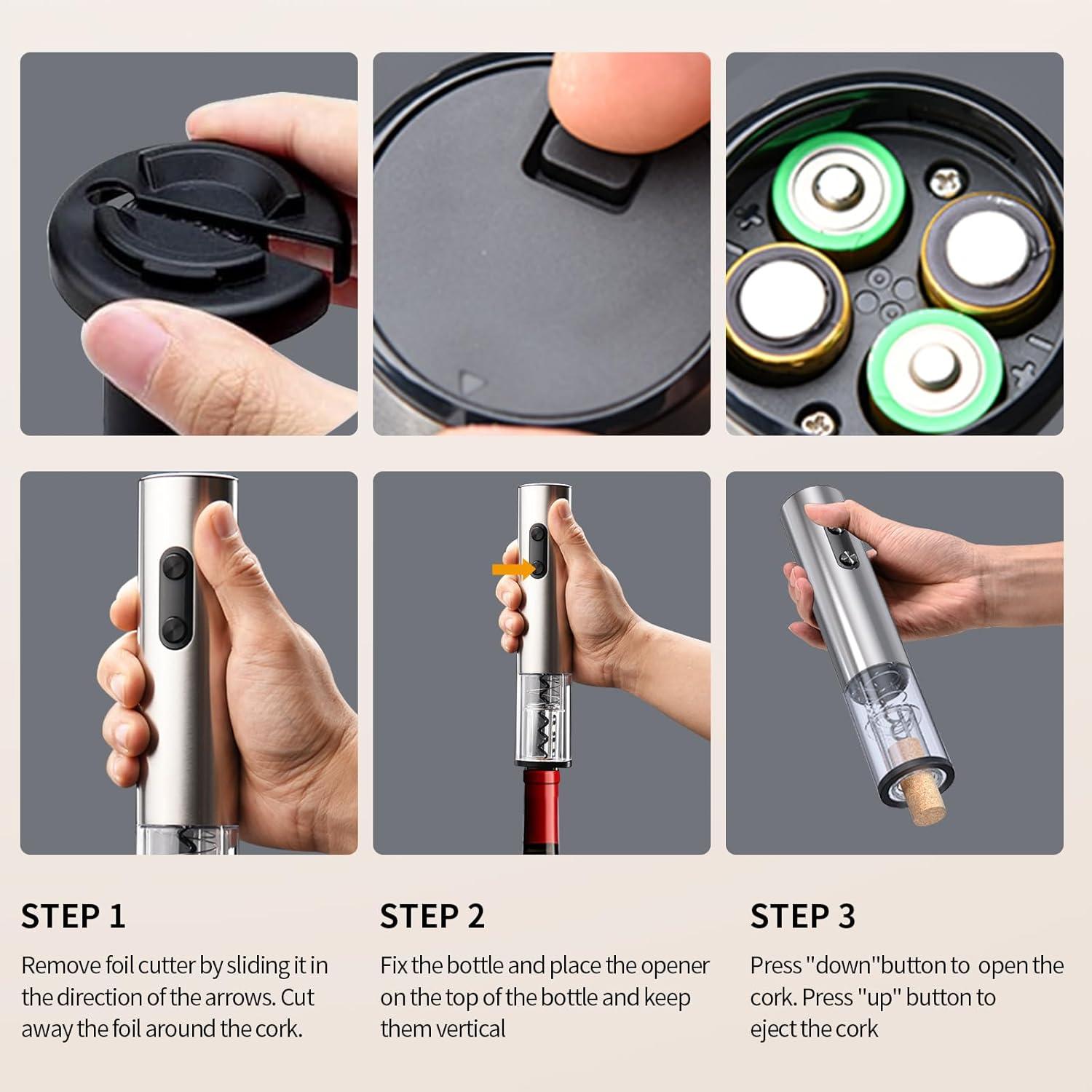 Abridor de Botellas de Vino Eléctrico Liuzouwin 280g Aluminio