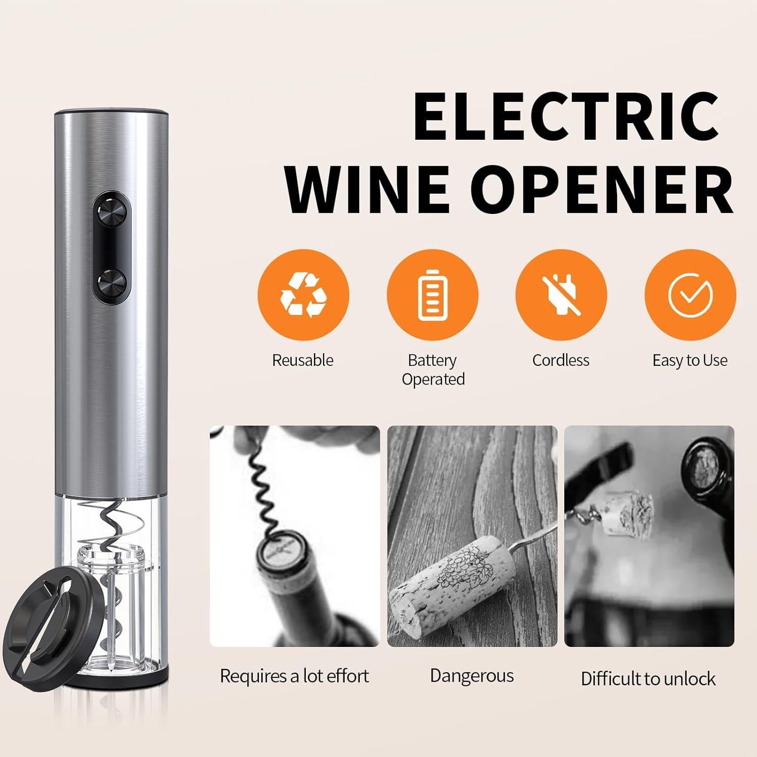 Abridor de Botellas de Vino Eléctrico Liuzouwin 280g Aluminio