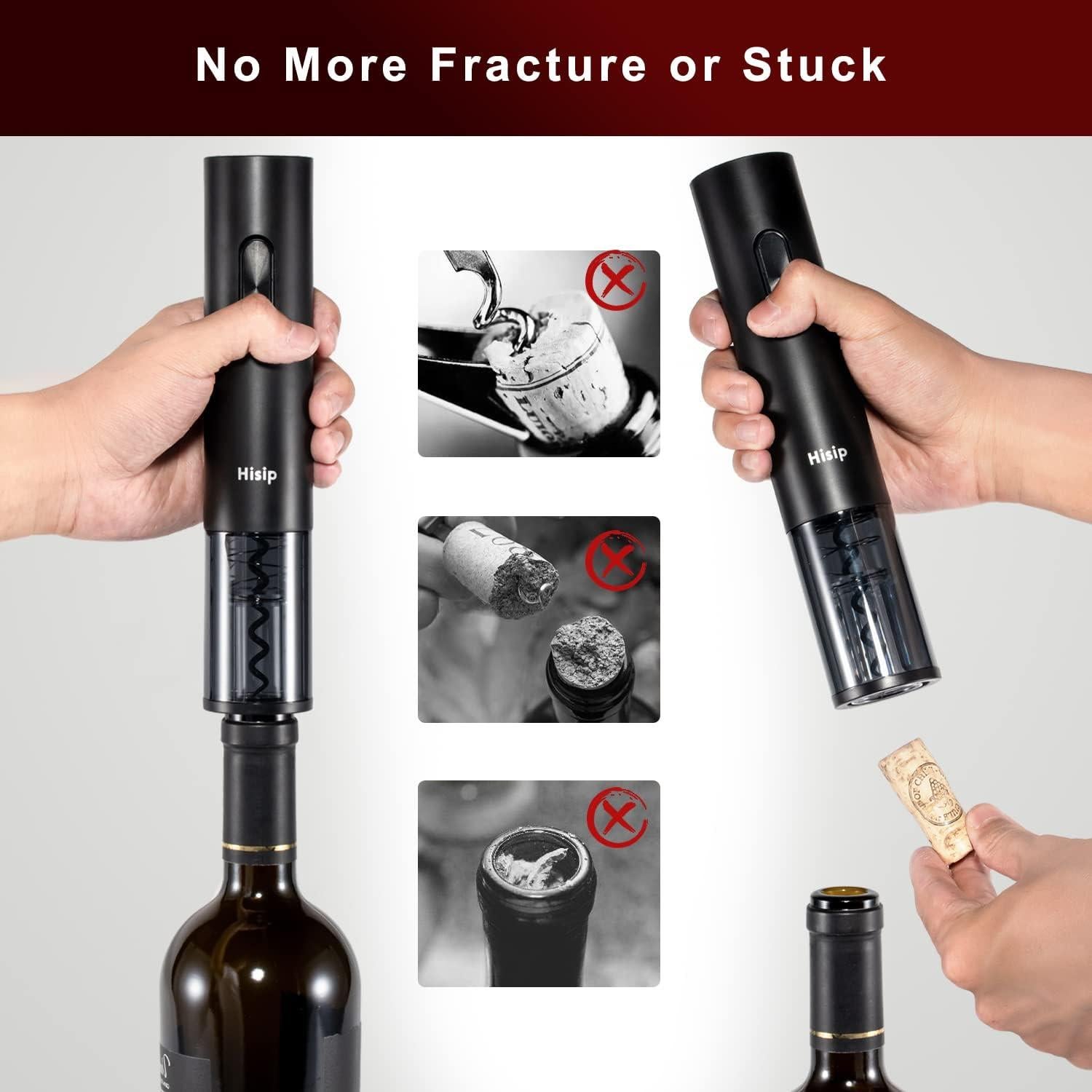 Abridor de Vino Eléctrico Hisip 5 en 1 con Batería y Accesorios