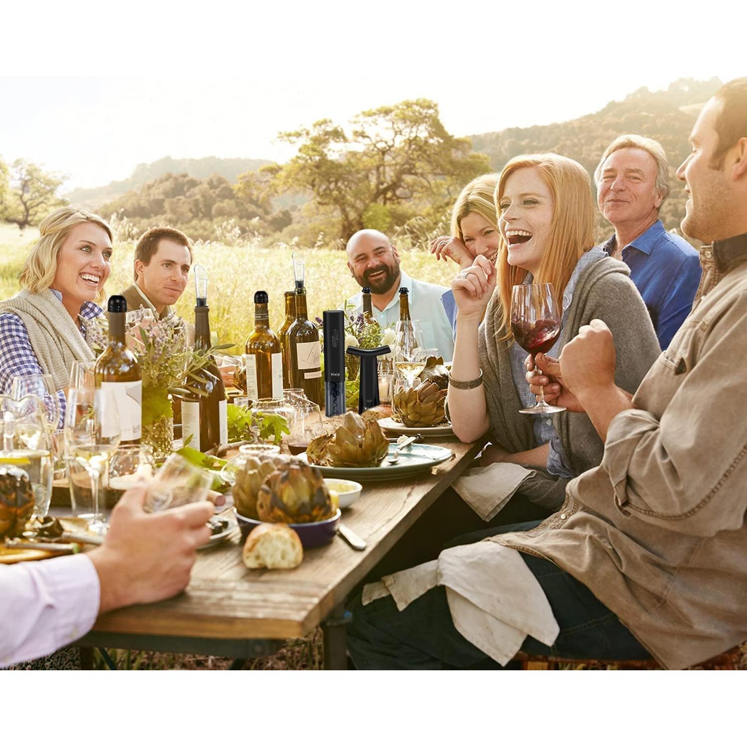 Abridor de Vino Eléctrico Hisip 5 en 1 con Batería y Accesorios