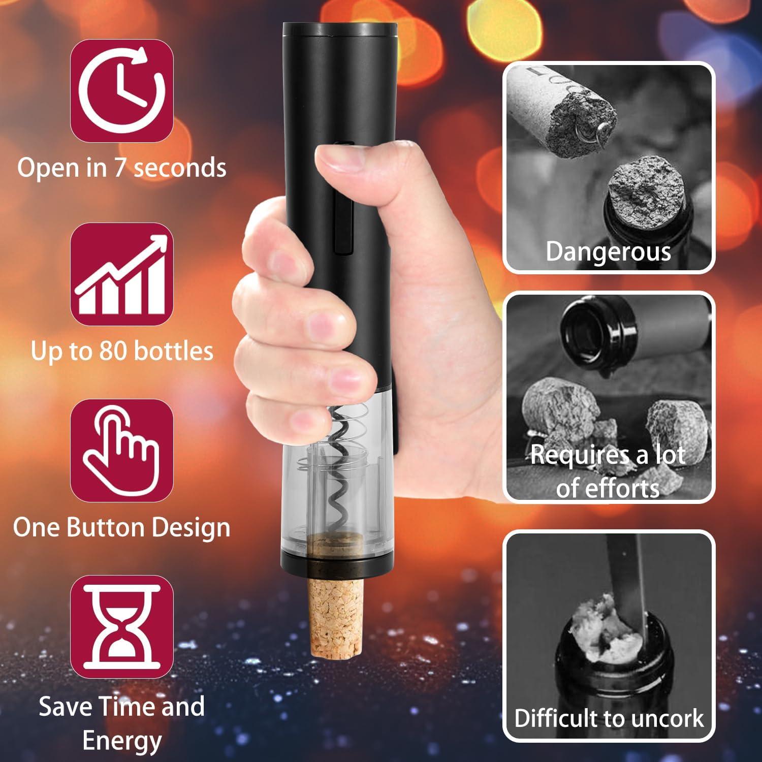 Abrebotellas de Vino Eléctrico ZEOEZHBI Negro Automático