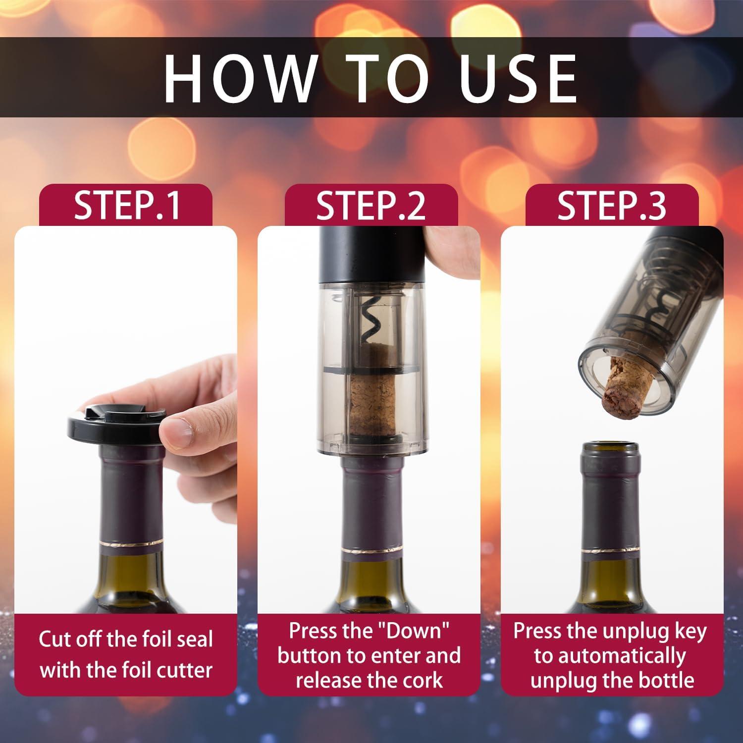 Abrebotellas de Vino Eléctrico ZEOEZHBI Negro Automático