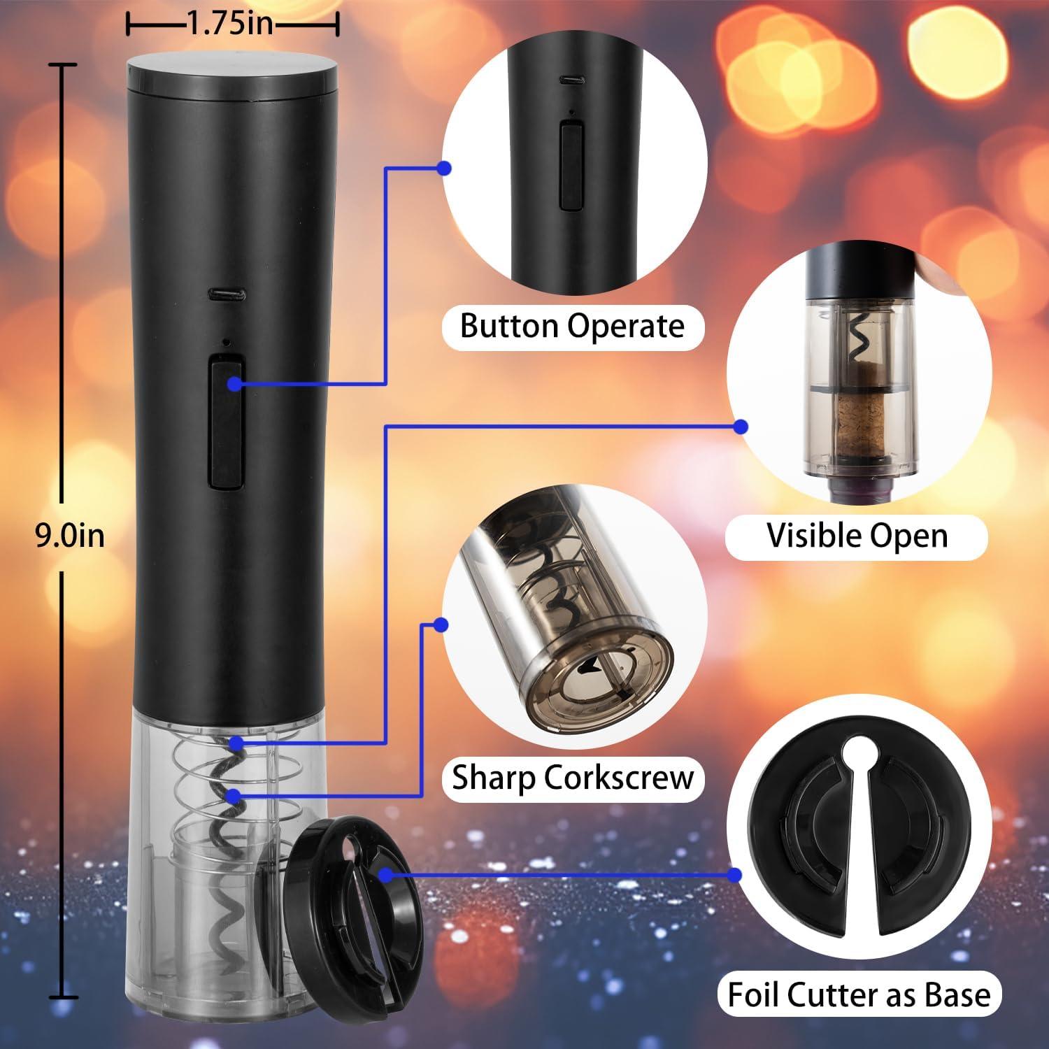 Abrebotellas de Vino Eléctrico ZEOEZHBI Negro Automático