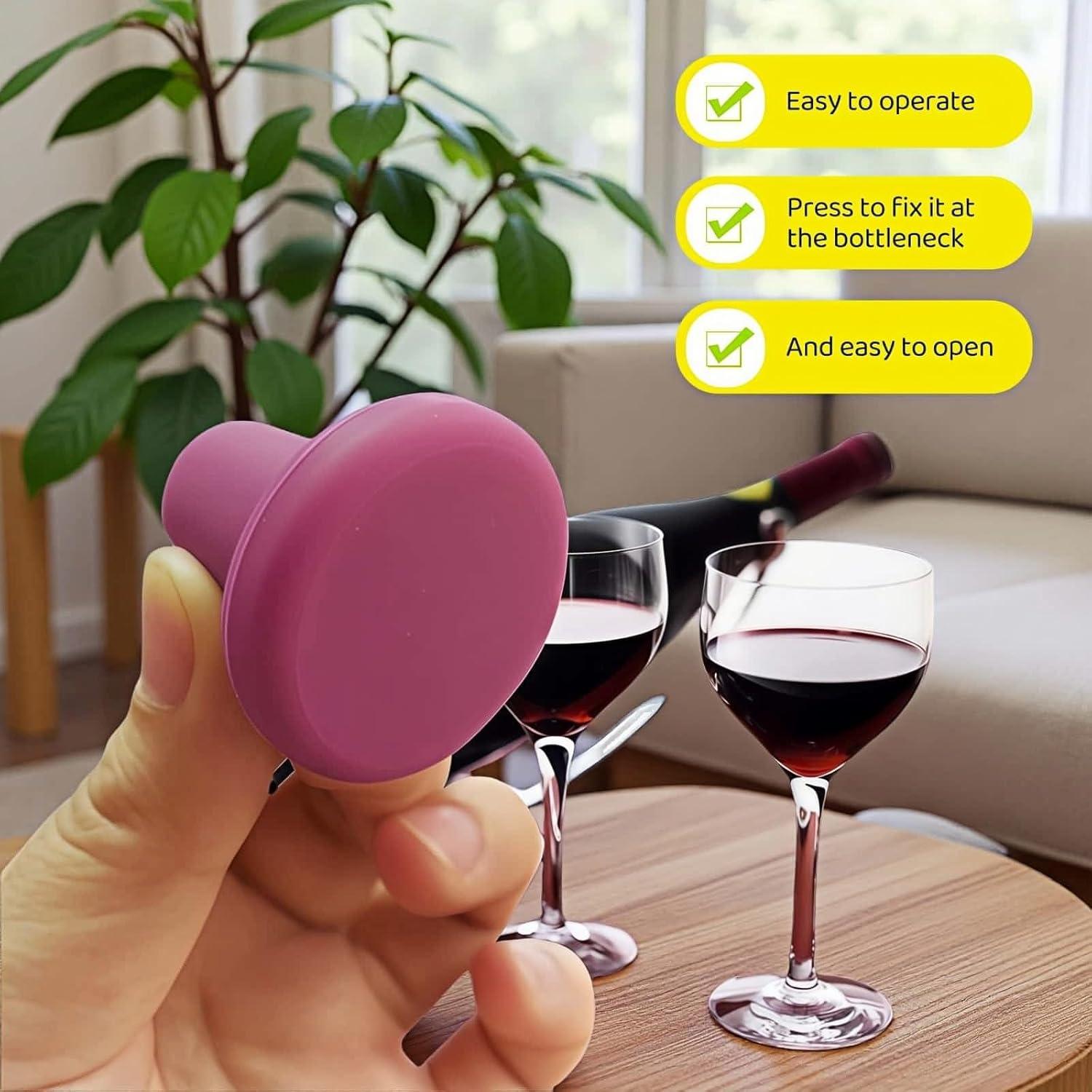 Juego de 8 Tapones de Silicona RyanDesign para Vino y Bebidas