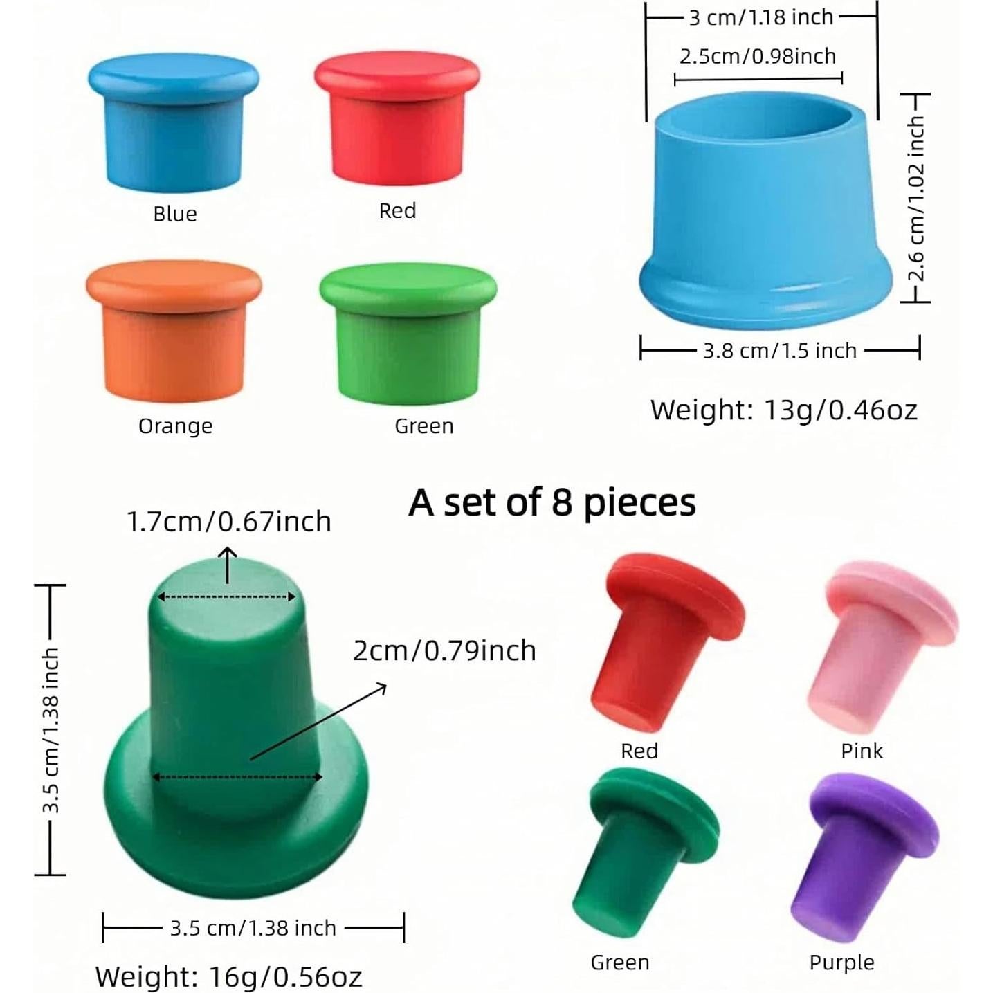 Juego de 8 Tapones de Silicona RyanDesign para Vino y Bebidas