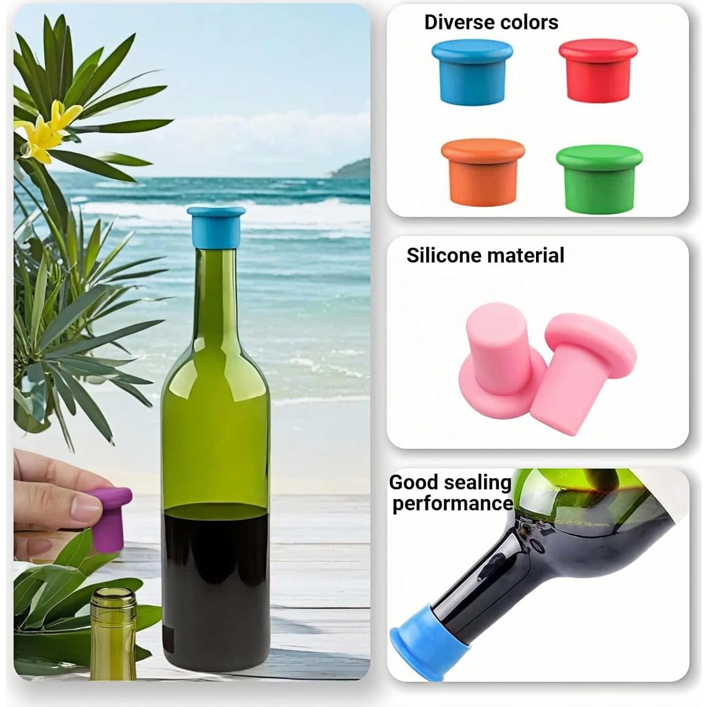 Juego de 8 Tapones de Silicona RyanDesign para Vino y Bebidas