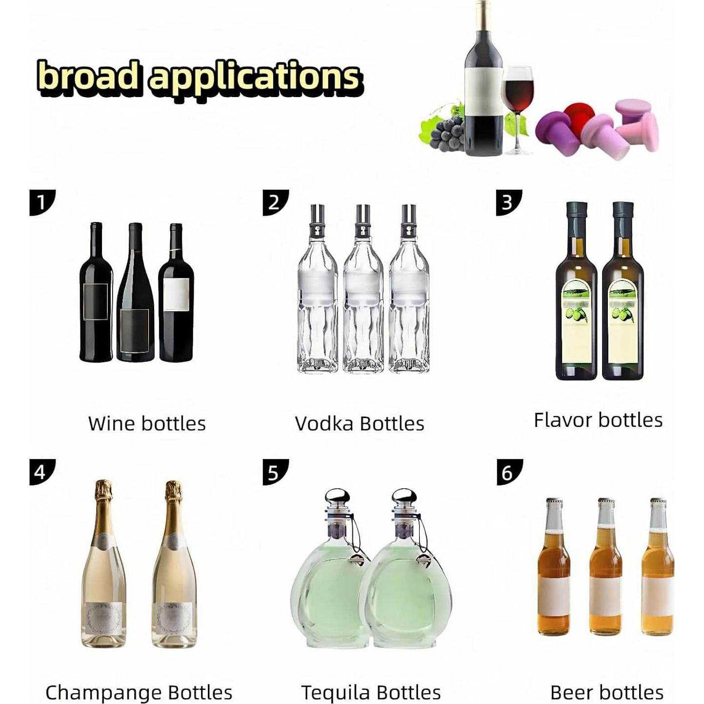 Juego de 8 Tapones de Silicona RyanDesign para Vino y Bebidas