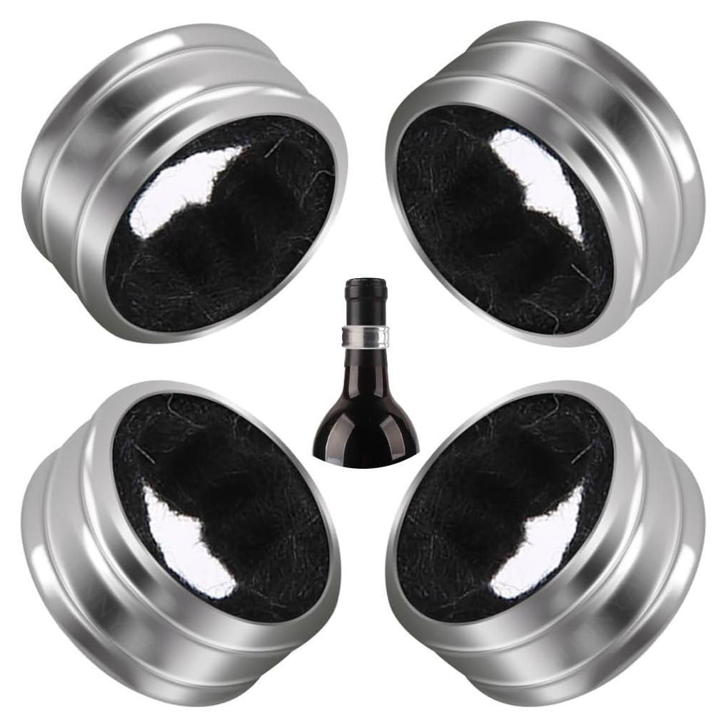Collares Antigoteo para Botellas de Vino Kitwinney - Acero Inoxidable, Paquete de 4