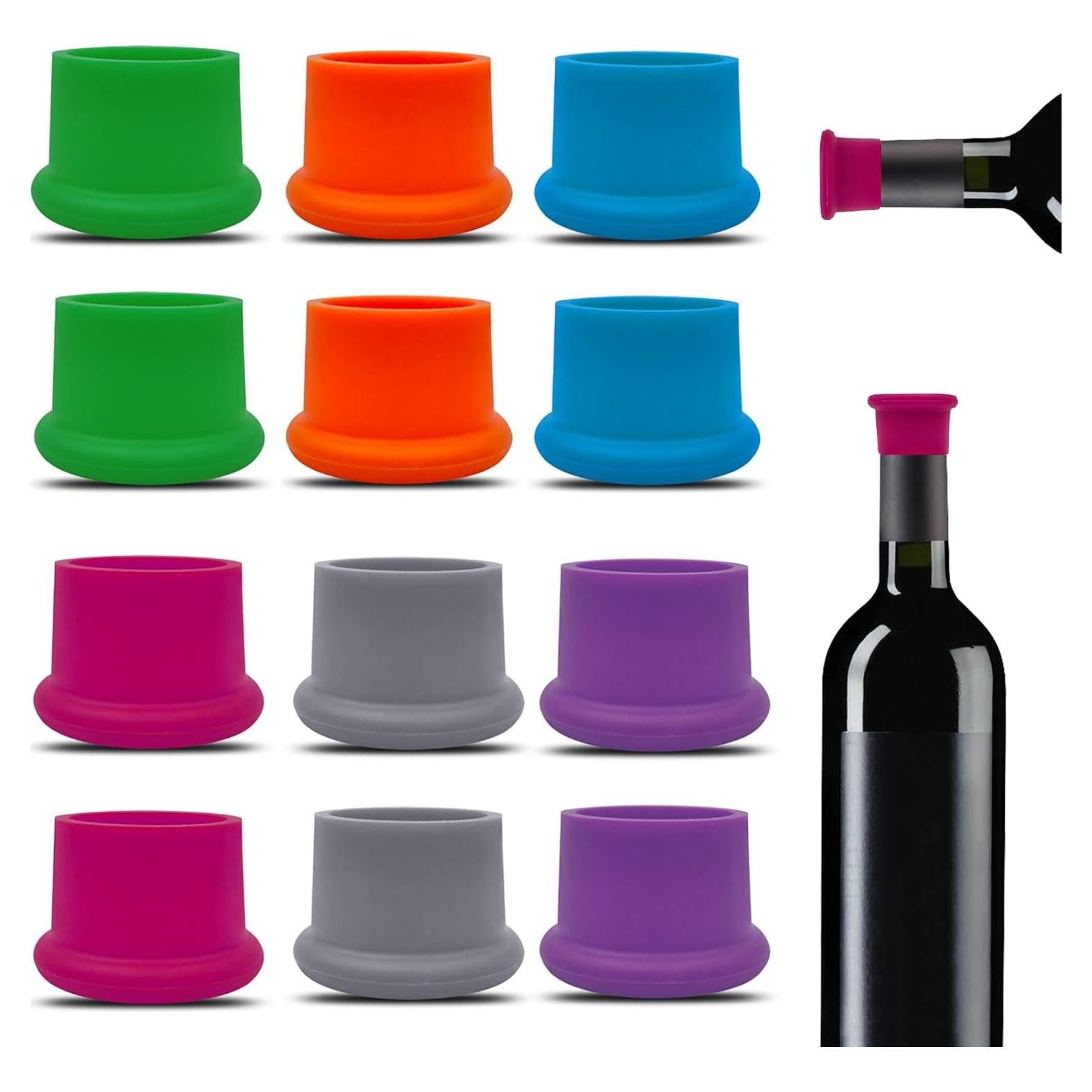 12 Tapones de Vino Coloridos PENGJINYU Silicona Reutilizables
