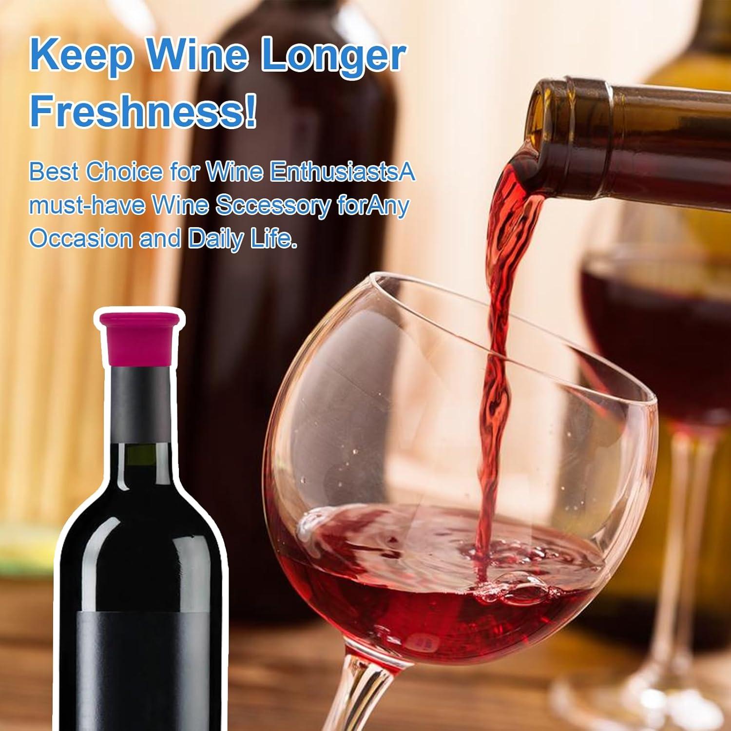 12 Tapones de Vino Coloridos PENGJINYU Silicona Reutilizables