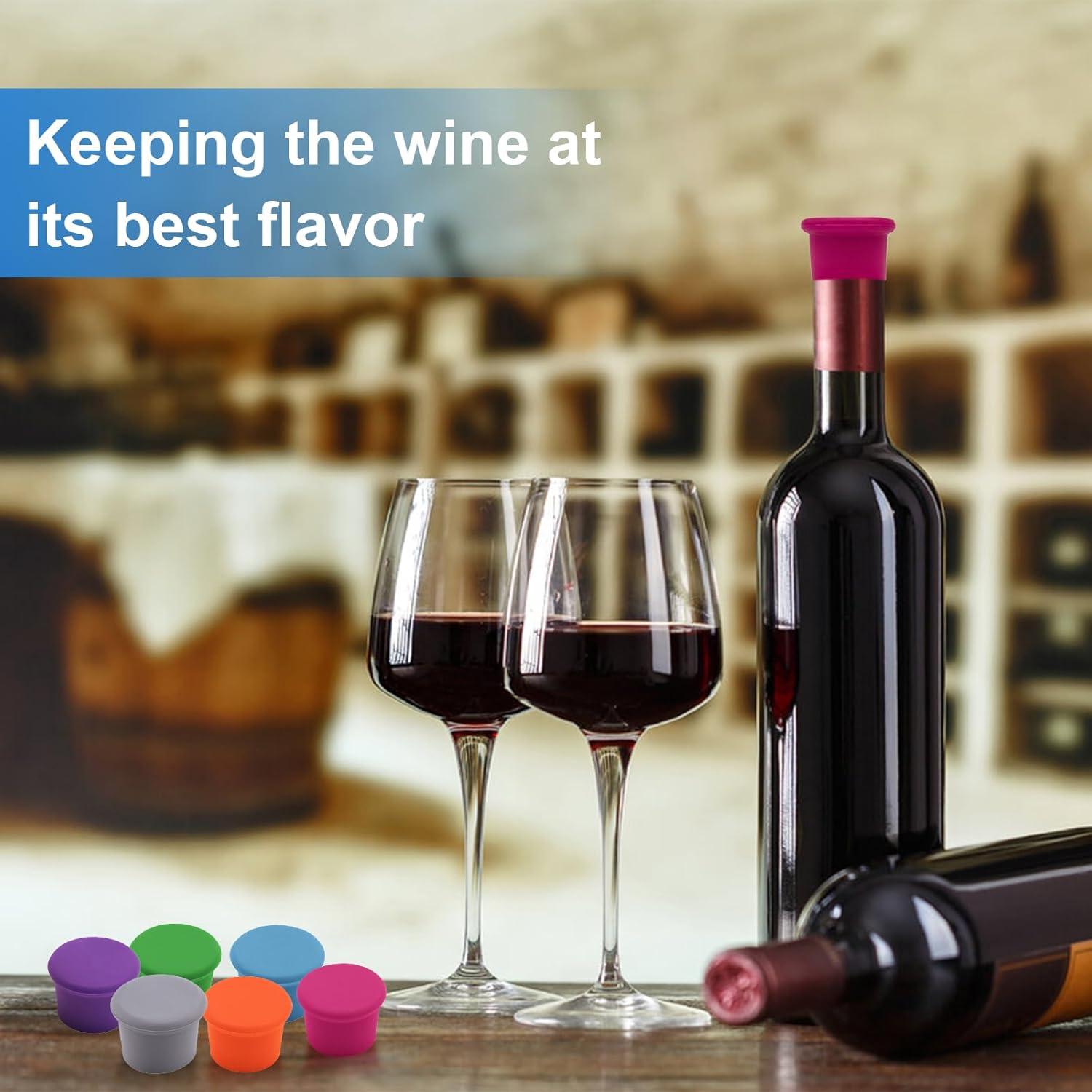 12 Tapones de Vino Coloridos PENGJINYU Silicona Reutilizables