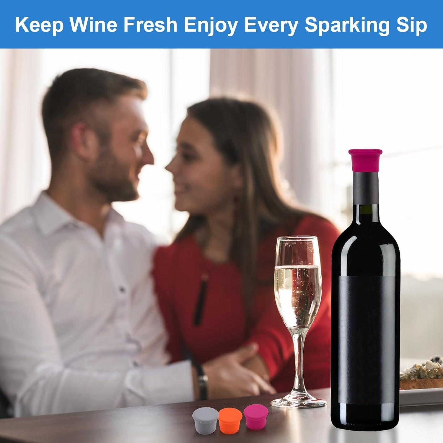12 Tapones de Vino Coloridos PENGJINYU Silicona Reutilizables
