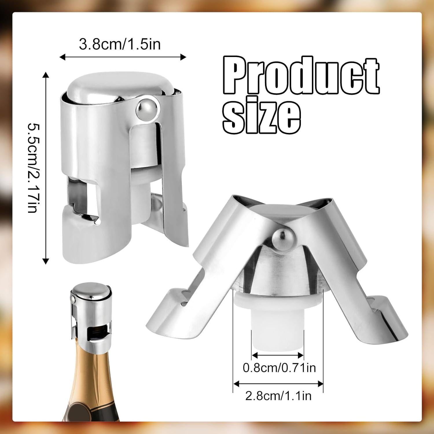 2 Tapones de Champán BOXOB Acero Inoxidable a Prueba de Fugas