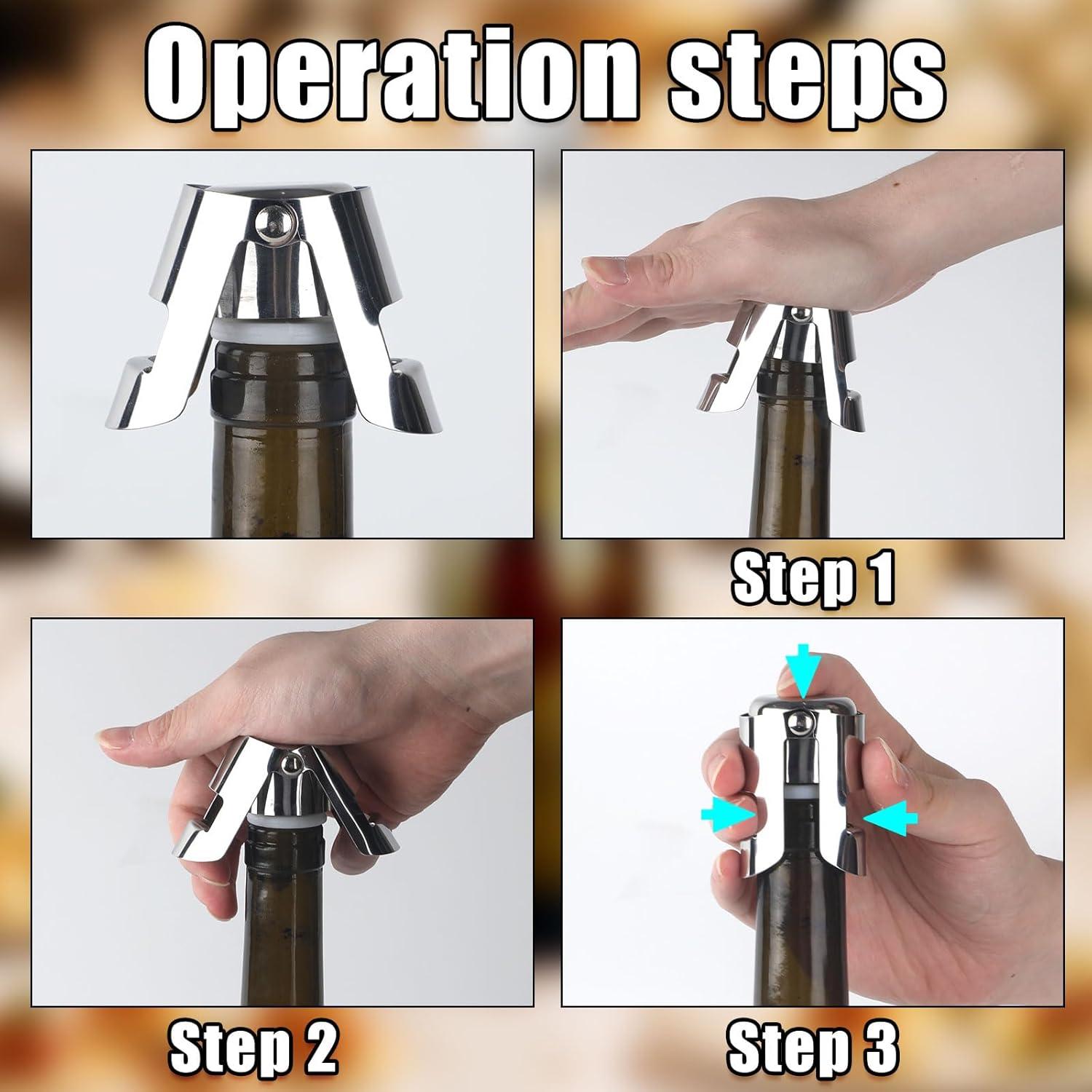 2 Tapones de Champán BOXOB Acero Inoxidable a Prueba de Fugas