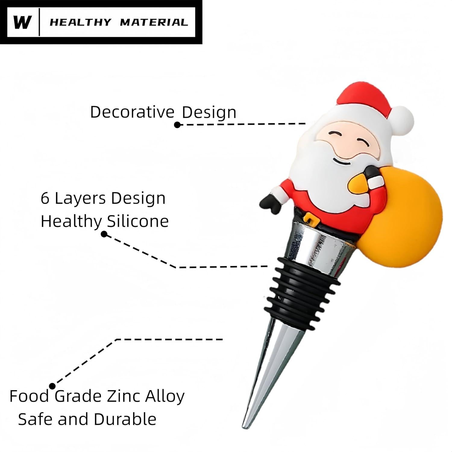 Tapon de Vino Decorativo WOKHACH Navidad 4.3 cm - 2 Unidades