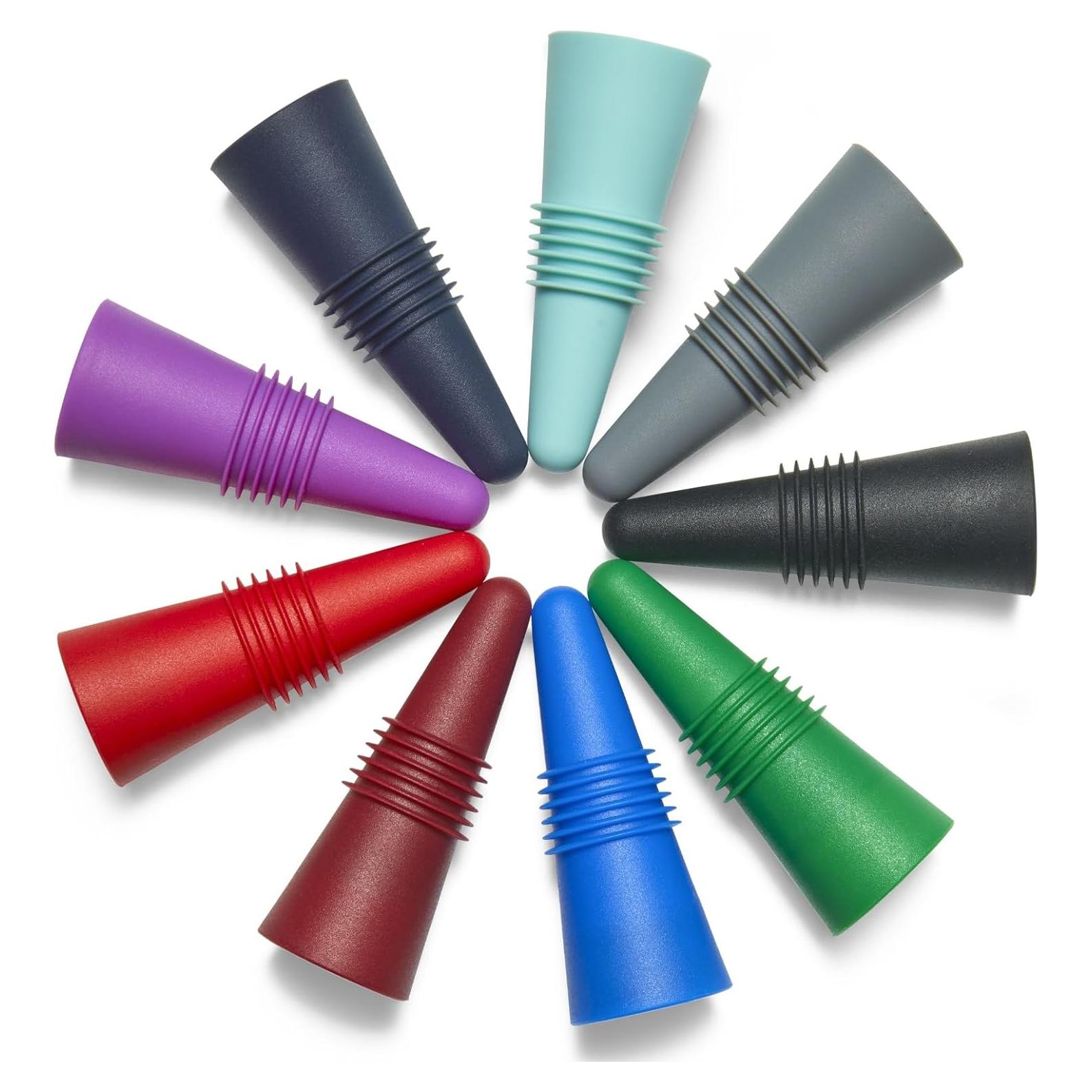 9 Tapones de Vino Silicona Multicolor BULUMIOO con Acero Inoxidable