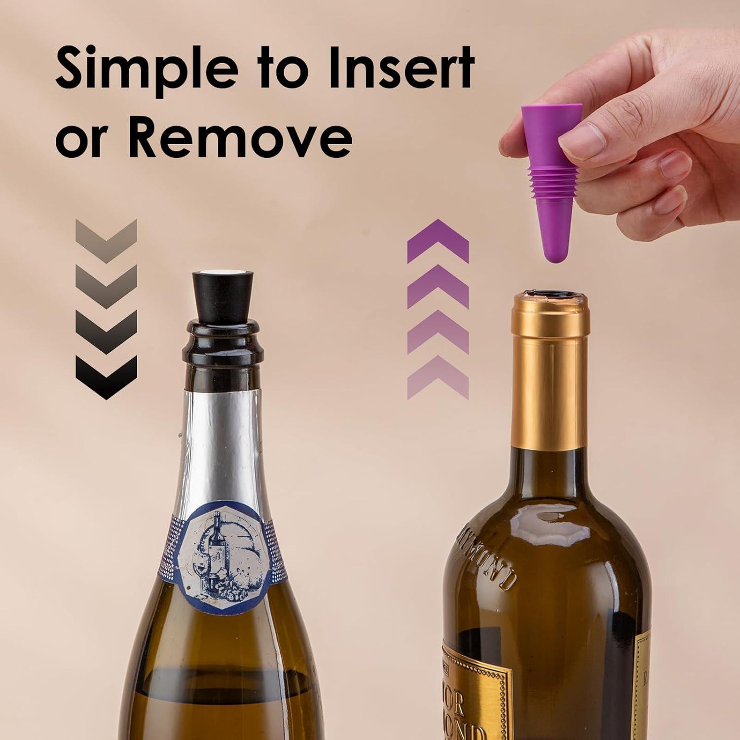 9 Tapones de Vino Silicona Multicolor BULUMIOO con Acero Inoxidable