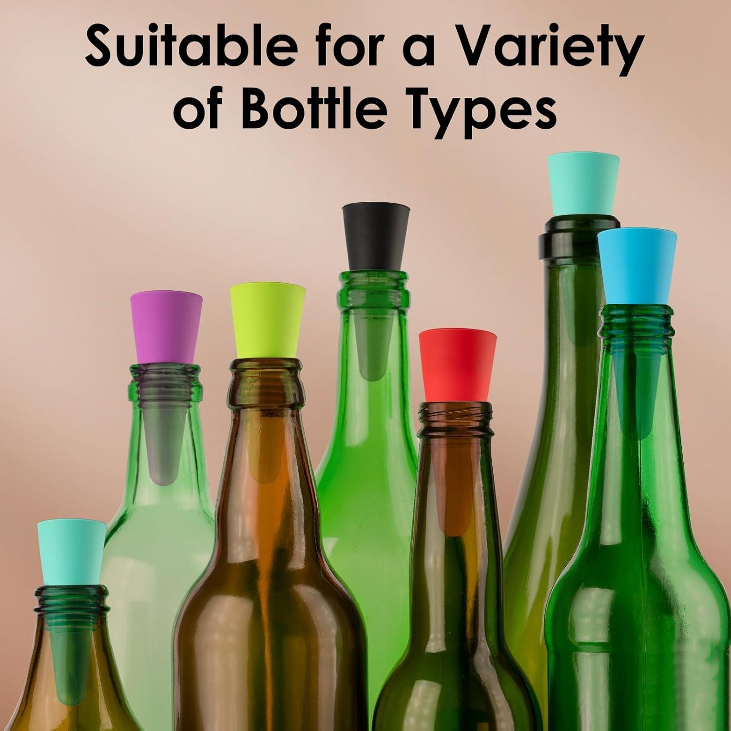 9 Tapones de Vino Silicona Multicolor BULUMIOO con Acero Inoxidable