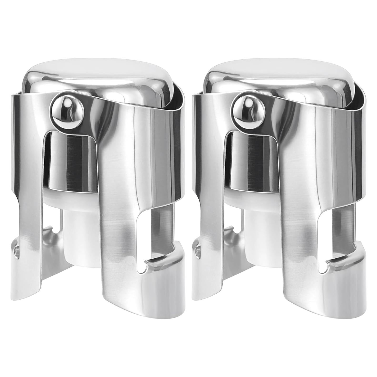 Tapones de Champagne AUGHOA Acero Inoxidable 2 Pcs Plata