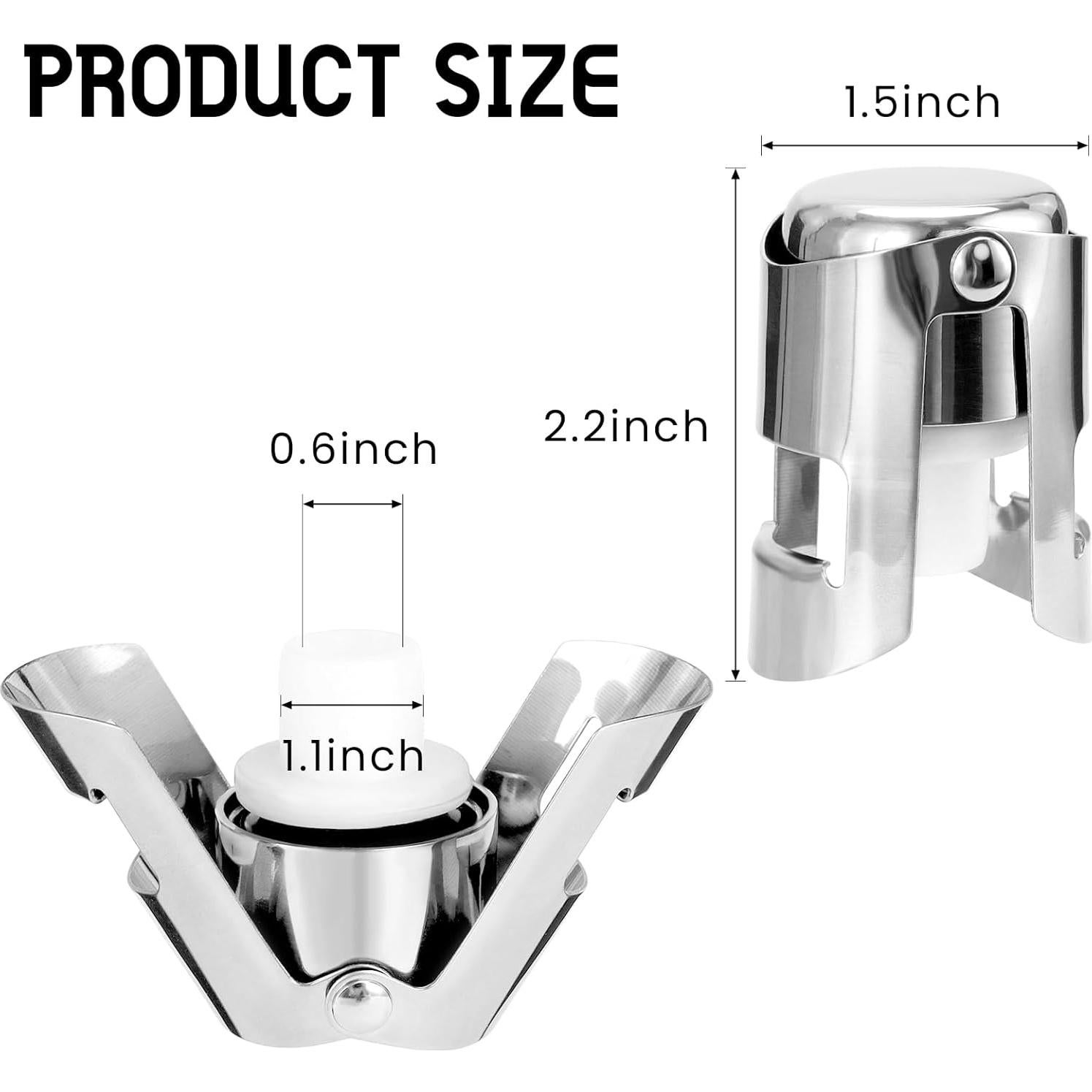 Tapones de Champagne AUGHOA Acero Inoxidable 2 Pcs Plata