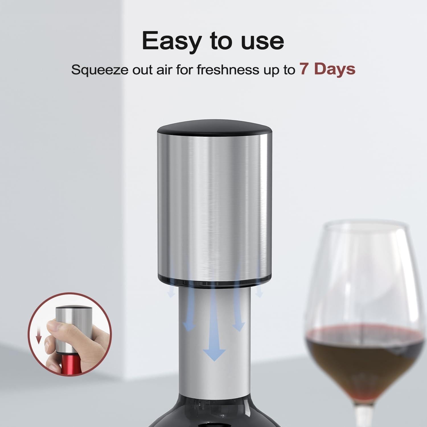 Tapón de Vino ELMWAY de Acero Inoxidable Plata - Mini Vacío