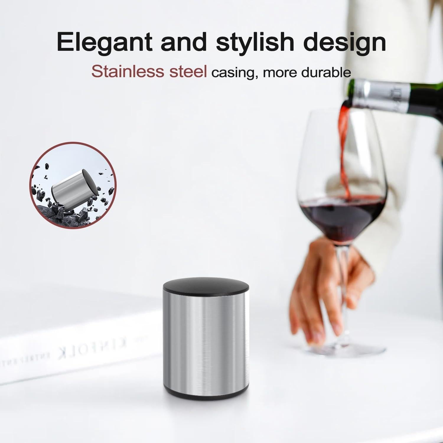 Tapón de Vino ELMWAY de Acero Inoxidable Plata - Mini Vacío