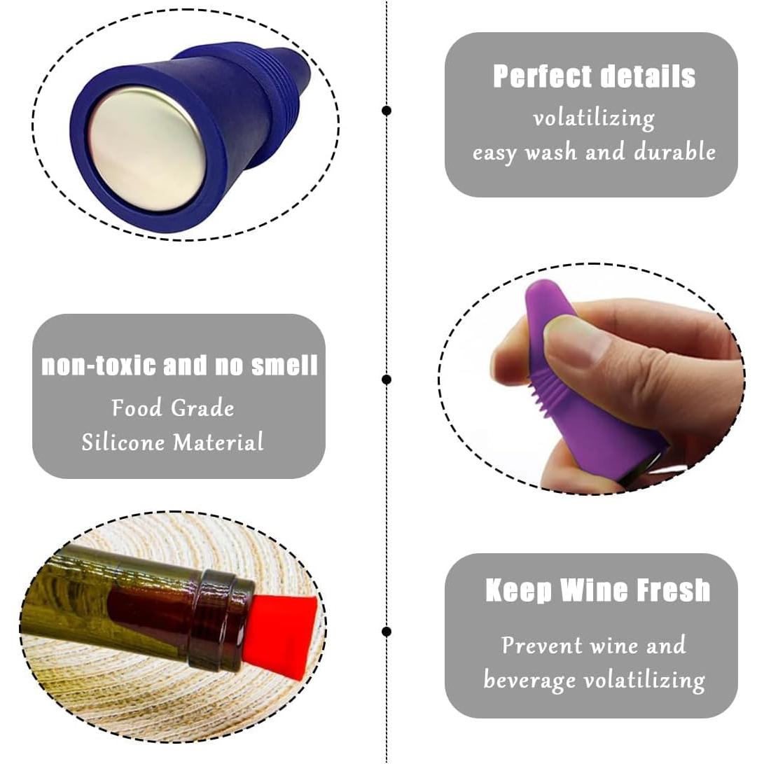 Tapones de Silicona para Vino DreamAug - Paquete de 6 Reutilizables