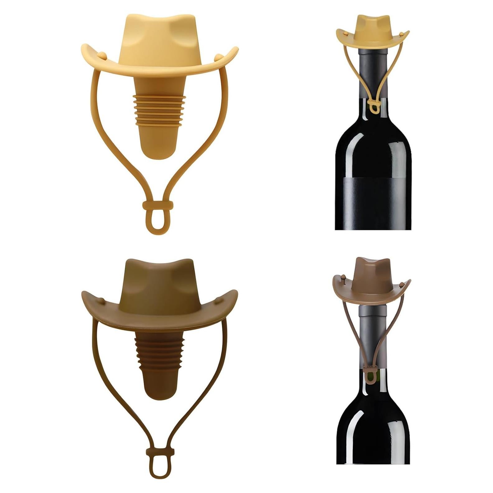 2 Tapones de Vino de Silicona YENLNI Sombrero Vaquero