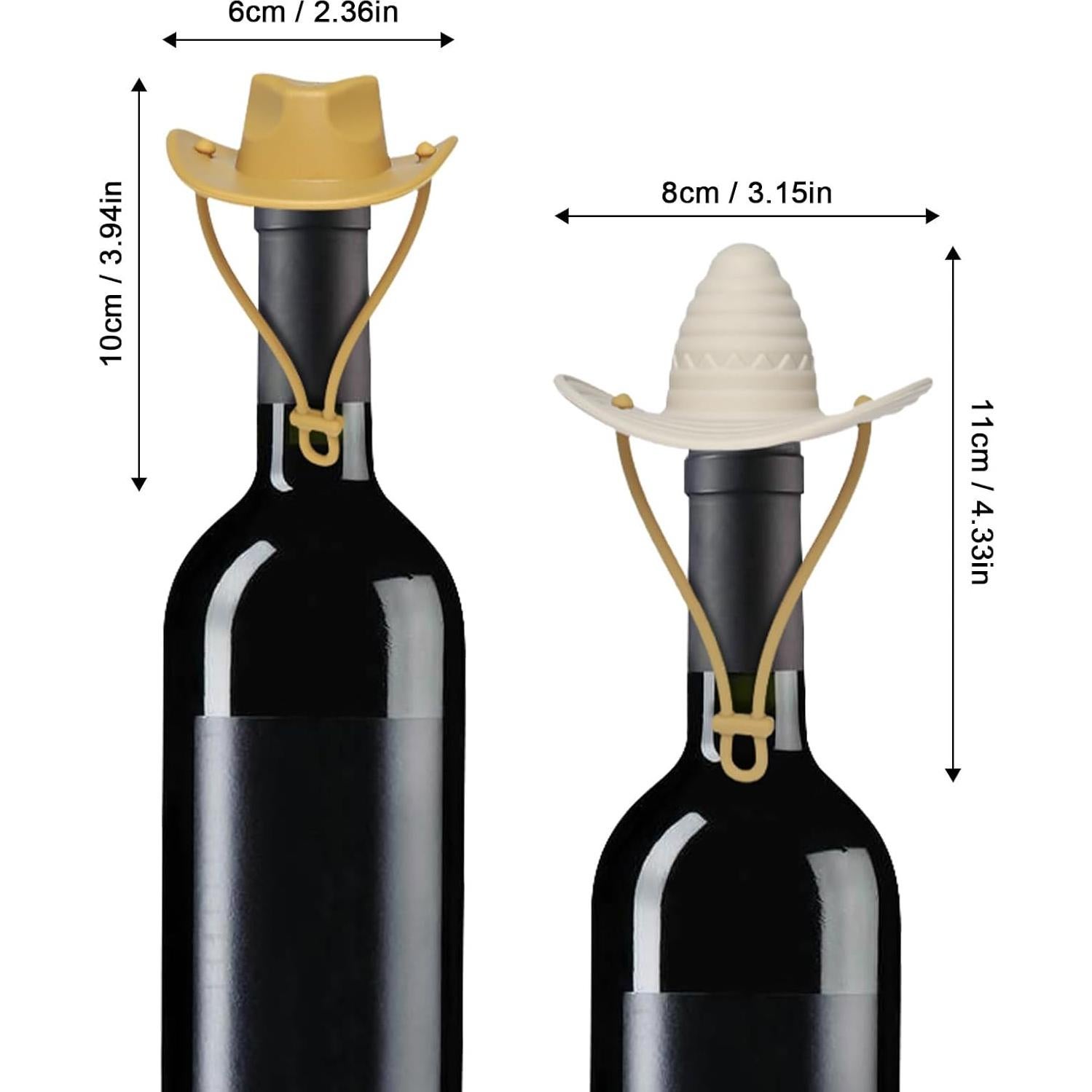 2 Tapones de Vino de Silicona YENLNI Sombrero Vaquero