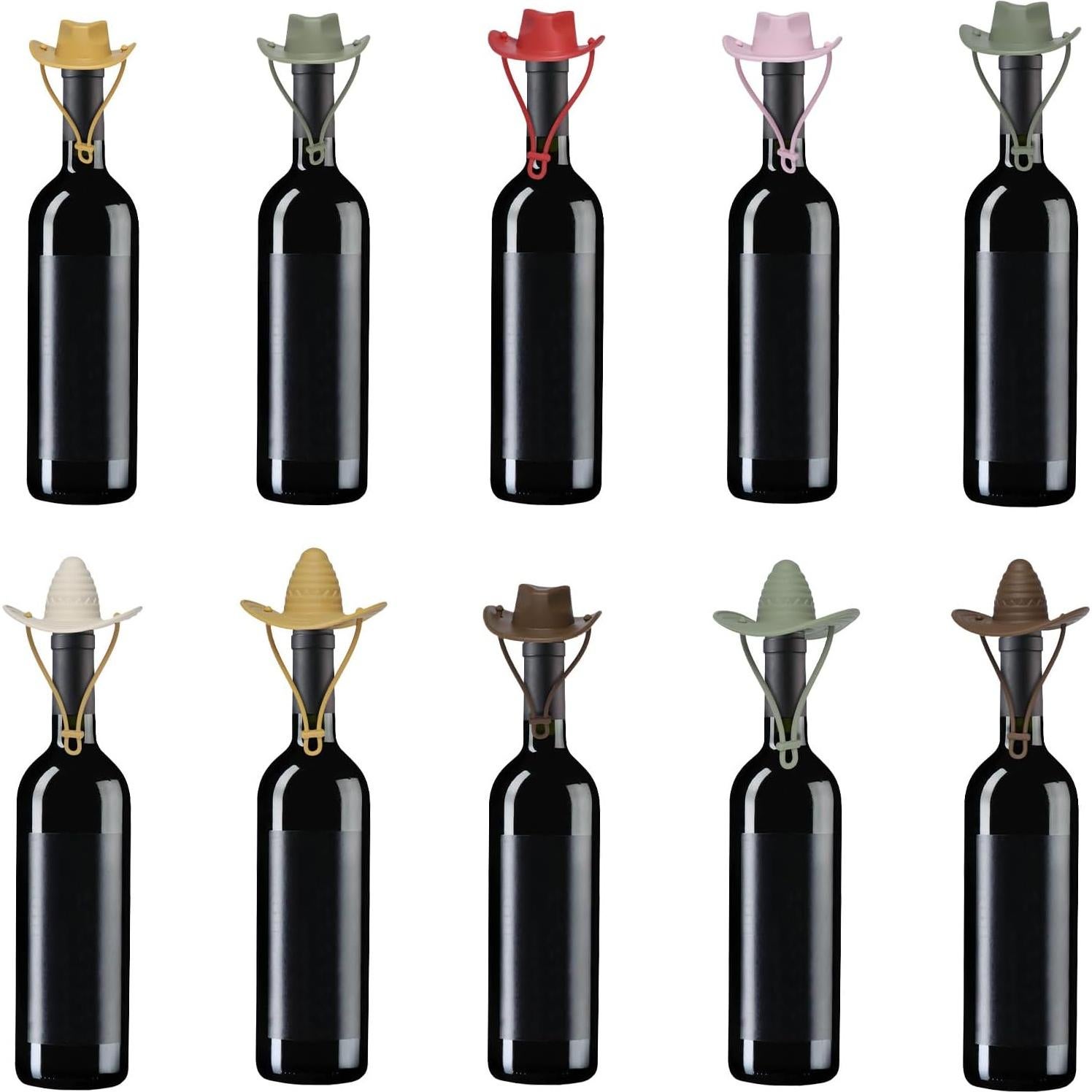 2 Tapones de Vino de Silicona YENLNI Sombrero Vaquero