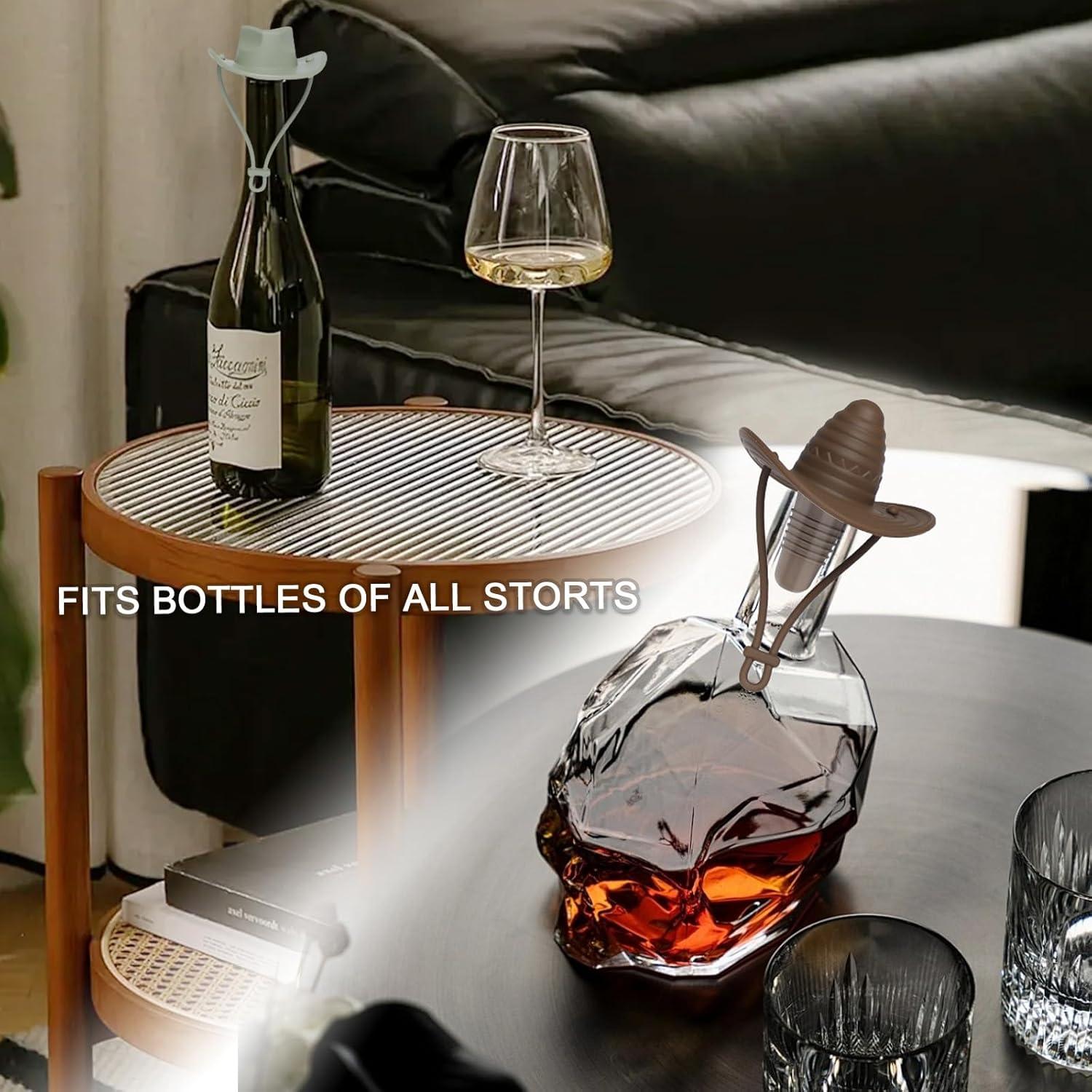 2 Tapones de Vino de Silicona YENLNI Sombrero Vaquero