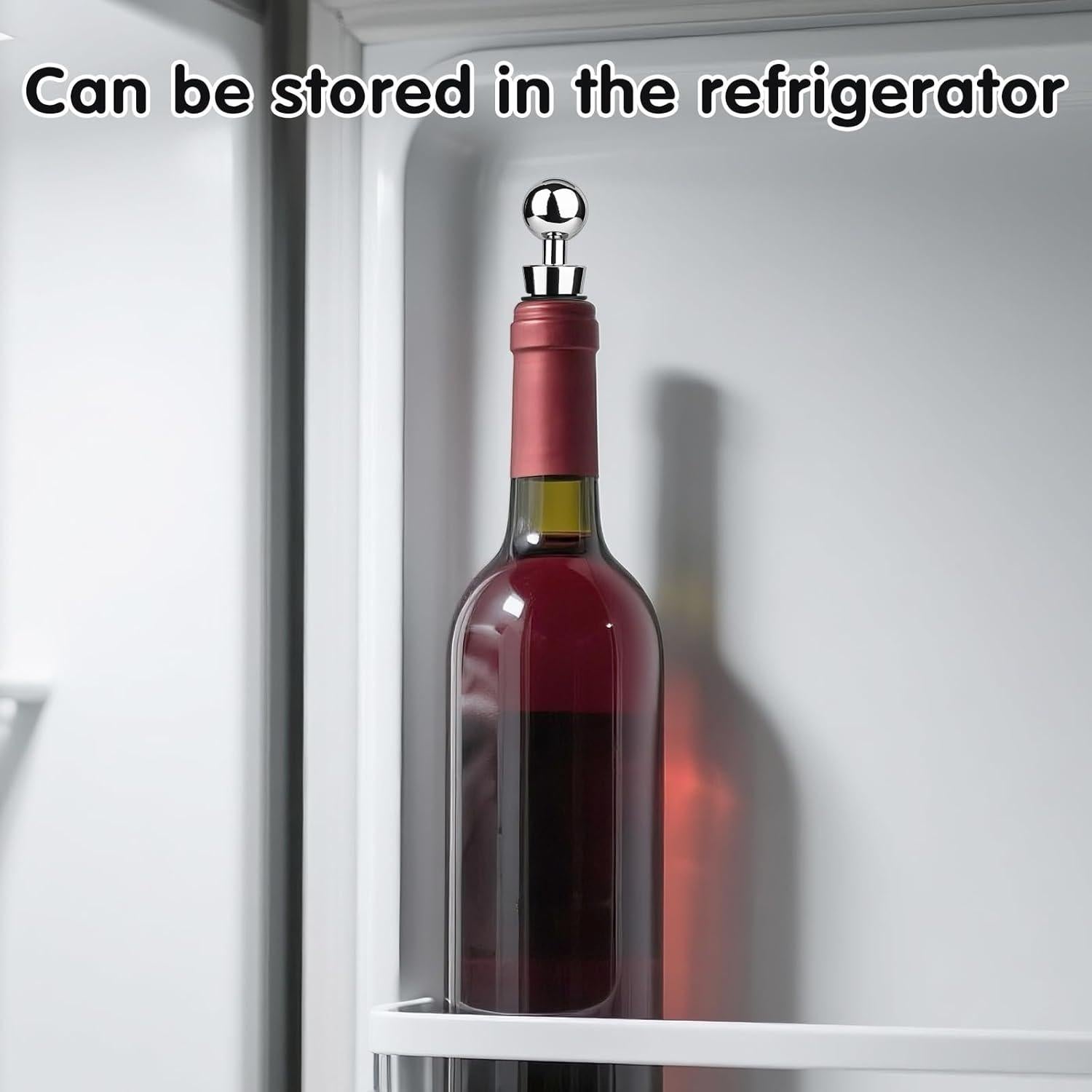 4 Tapones de Vino AUGHOA Acero Inoxidable y Silicona