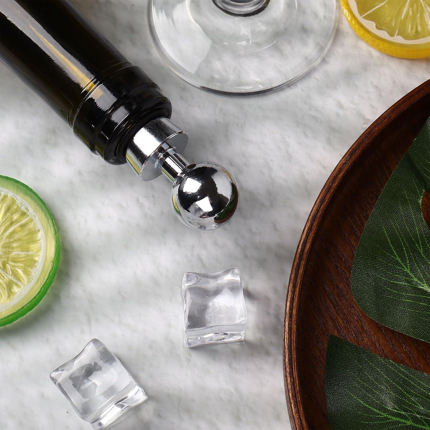 4 Tapones de Vino AUGHOA Acero Inoxidable y Silicona